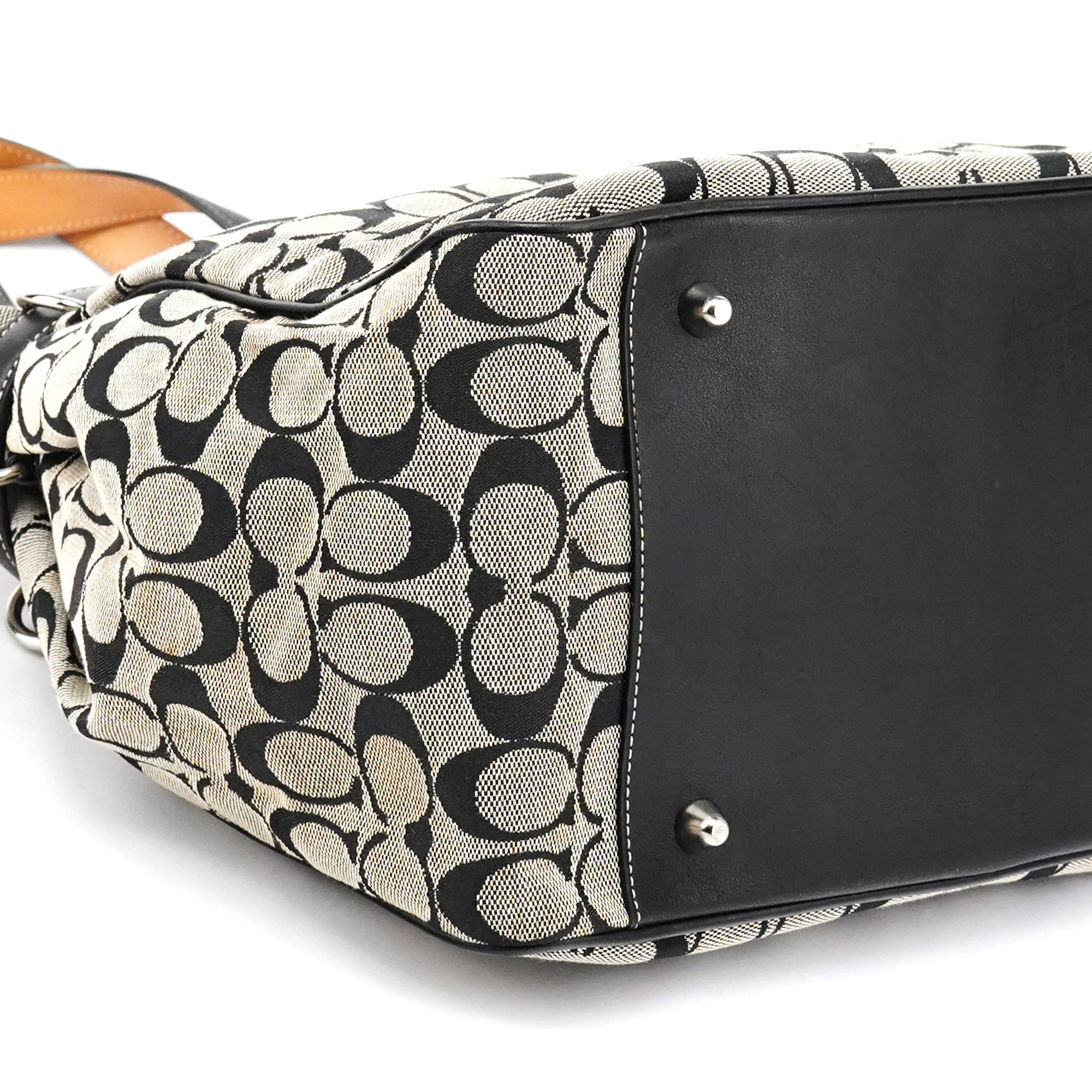 6352 Grey Black Signature Tote Bag