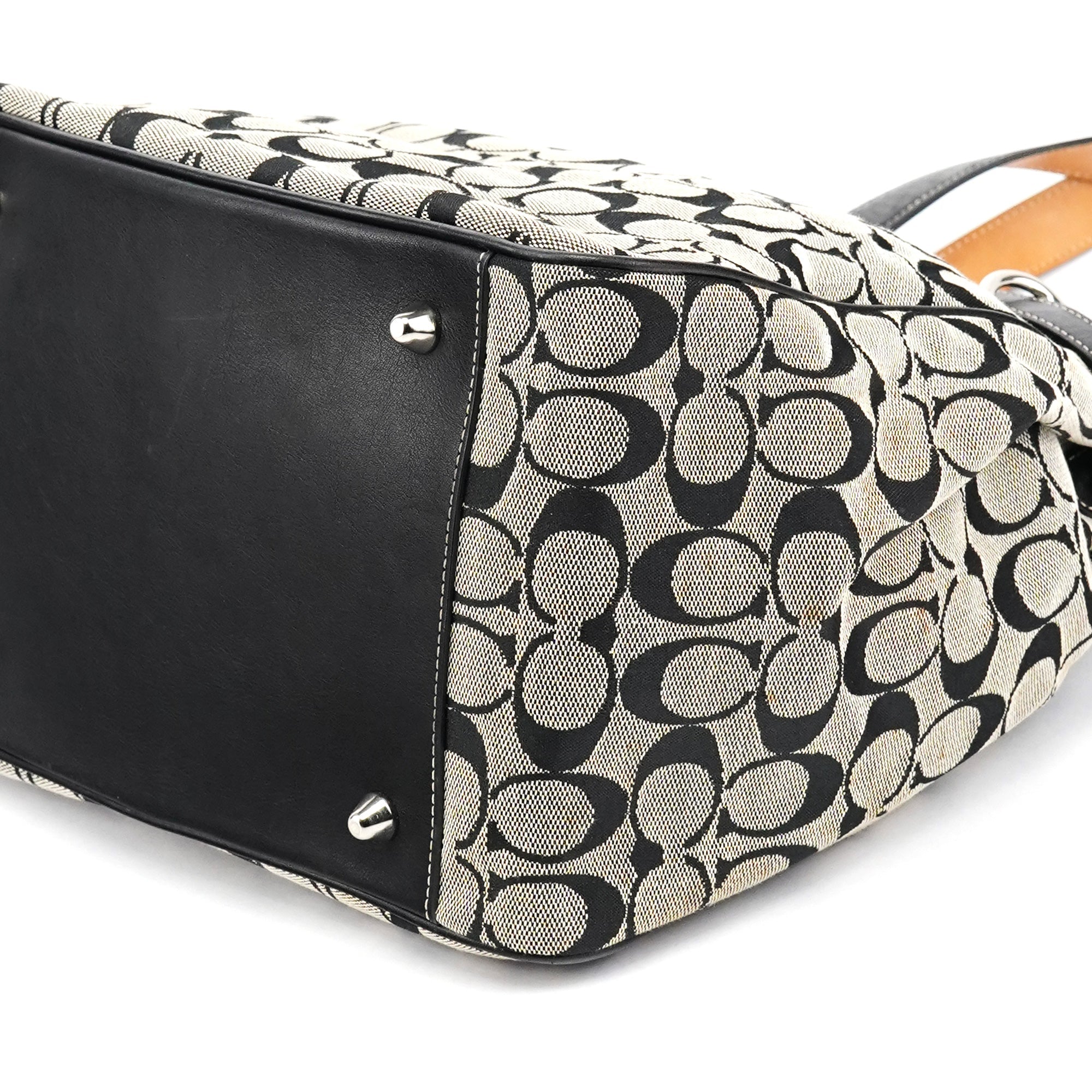 6352 Grey Black Signature Tote Bag
