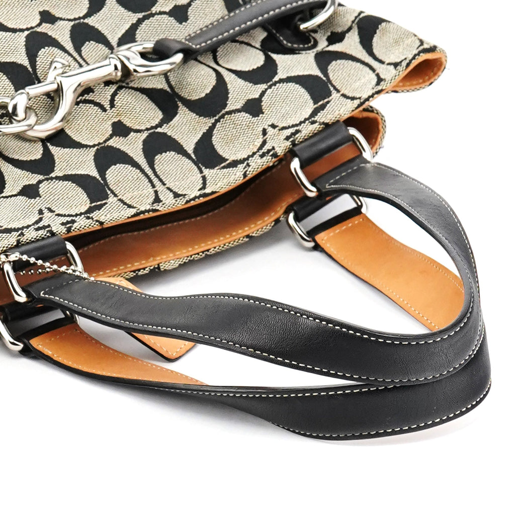 6352 Grey Black Signature Tote Bag