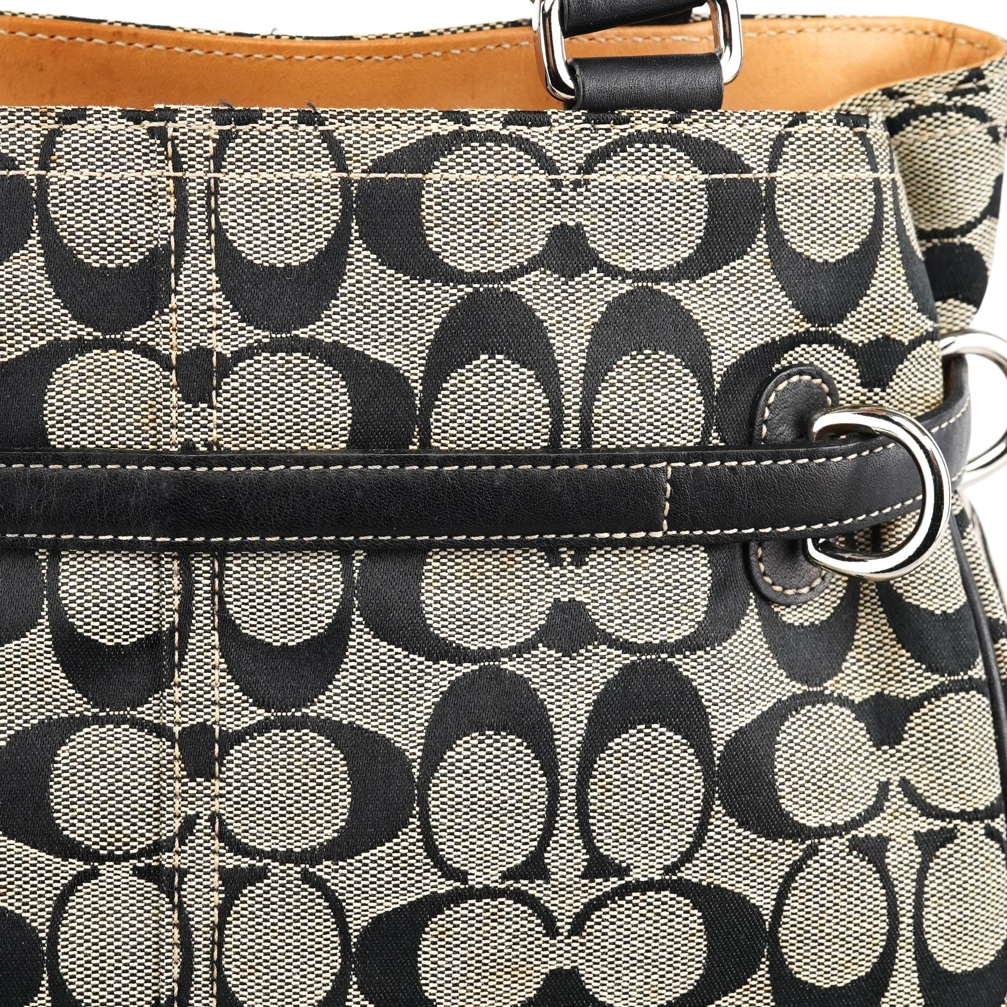 6352 Grey Black Signature Tote Bag