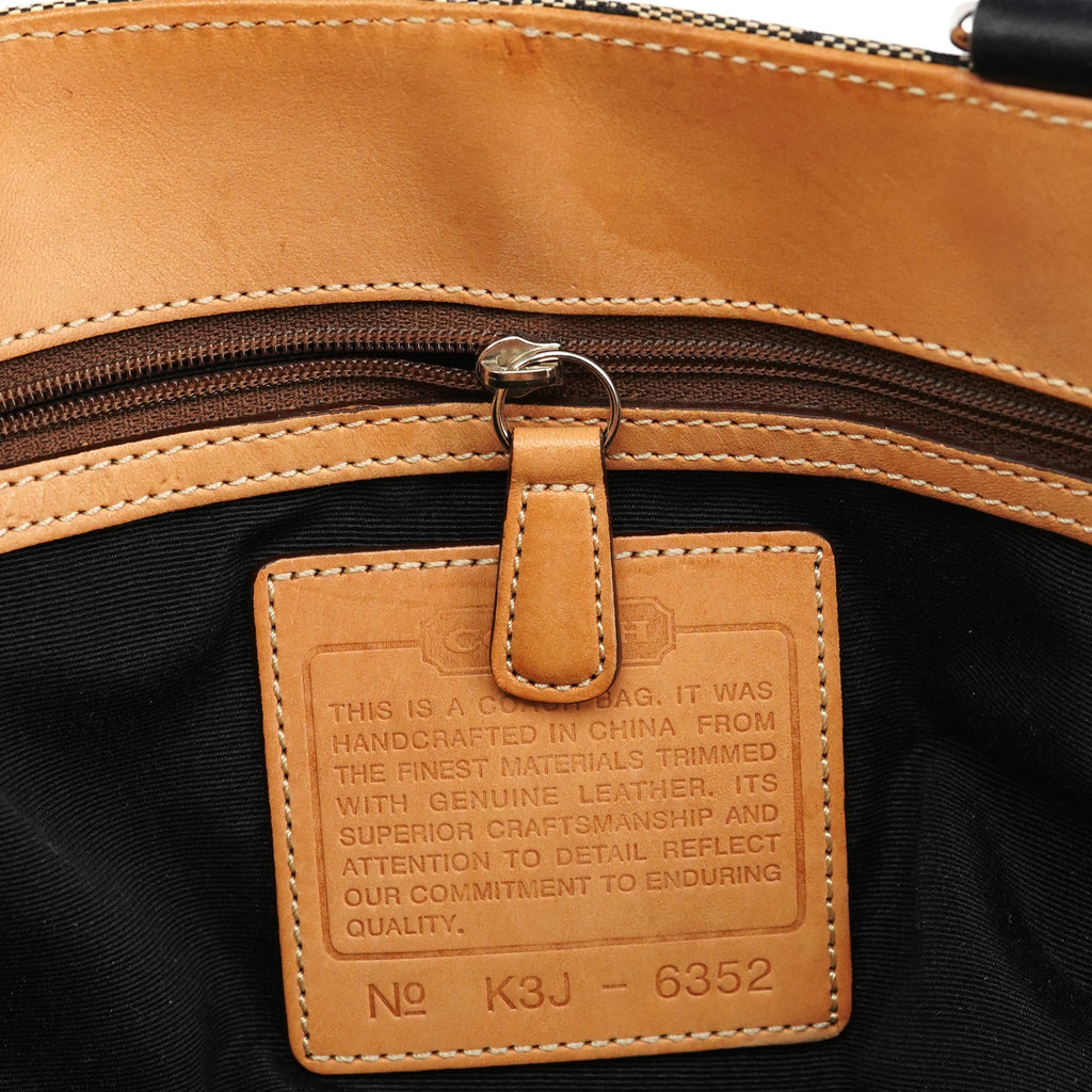 6352 Grey Black Signature Tote Bag