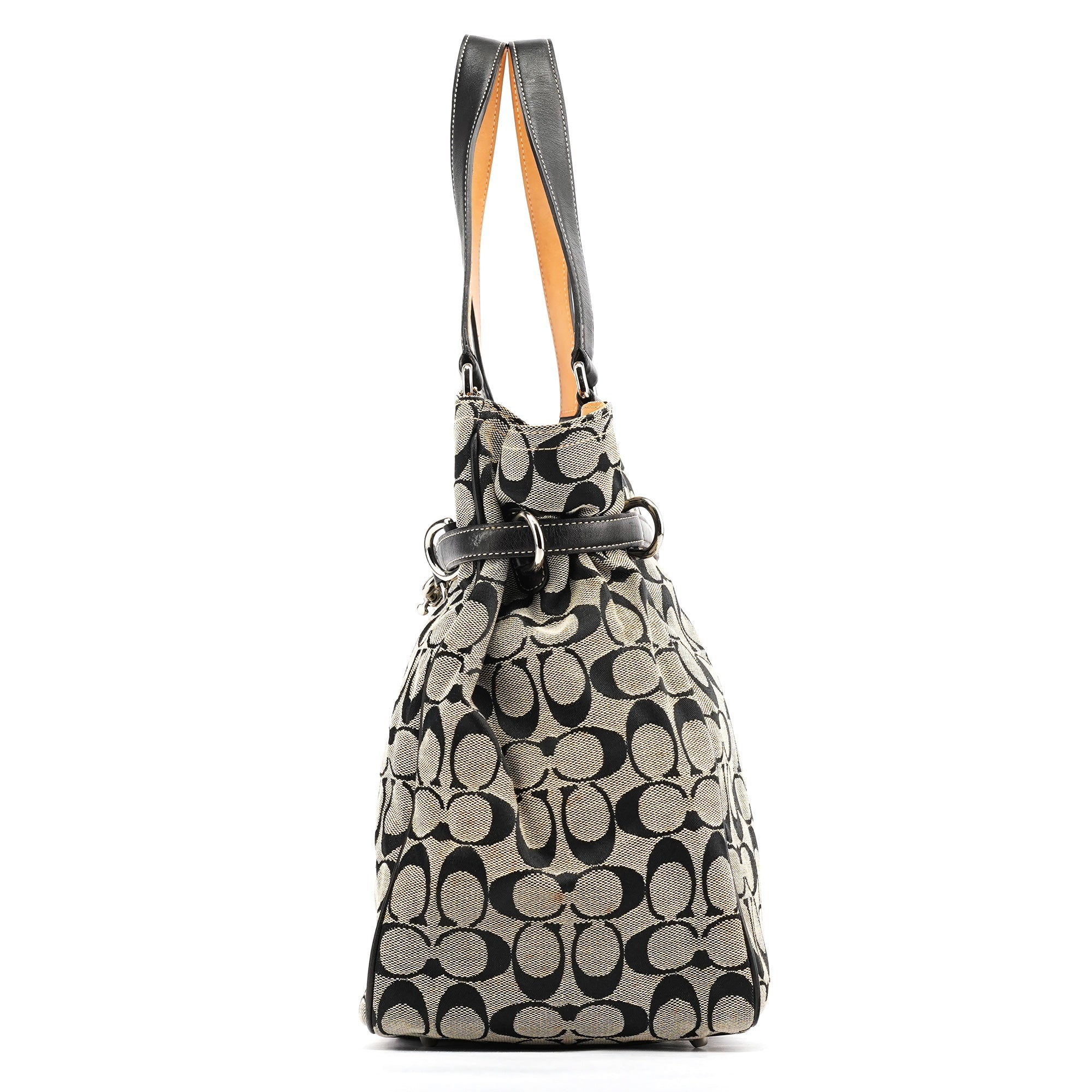6352 Grey Black Signature Tote Bag