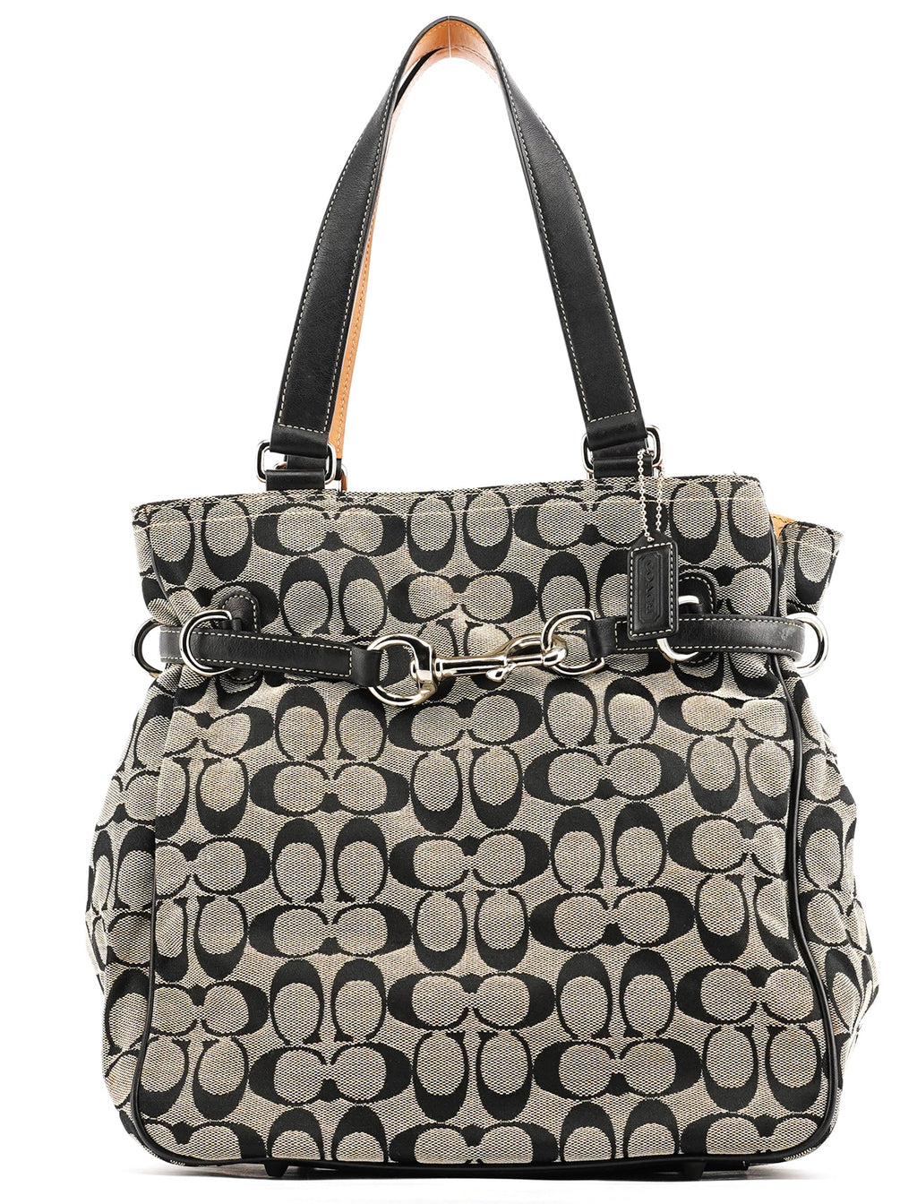 6352 Grey Black Signature Tote Bag