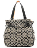 6352 Grey Black Signature Tote Bag