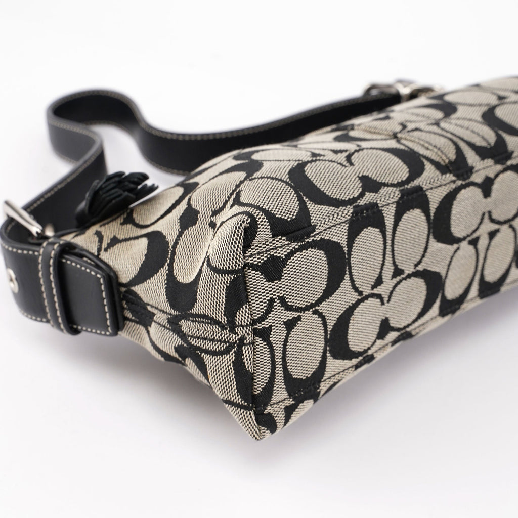 6371 Grey Signature C Demi Shoulder Bag