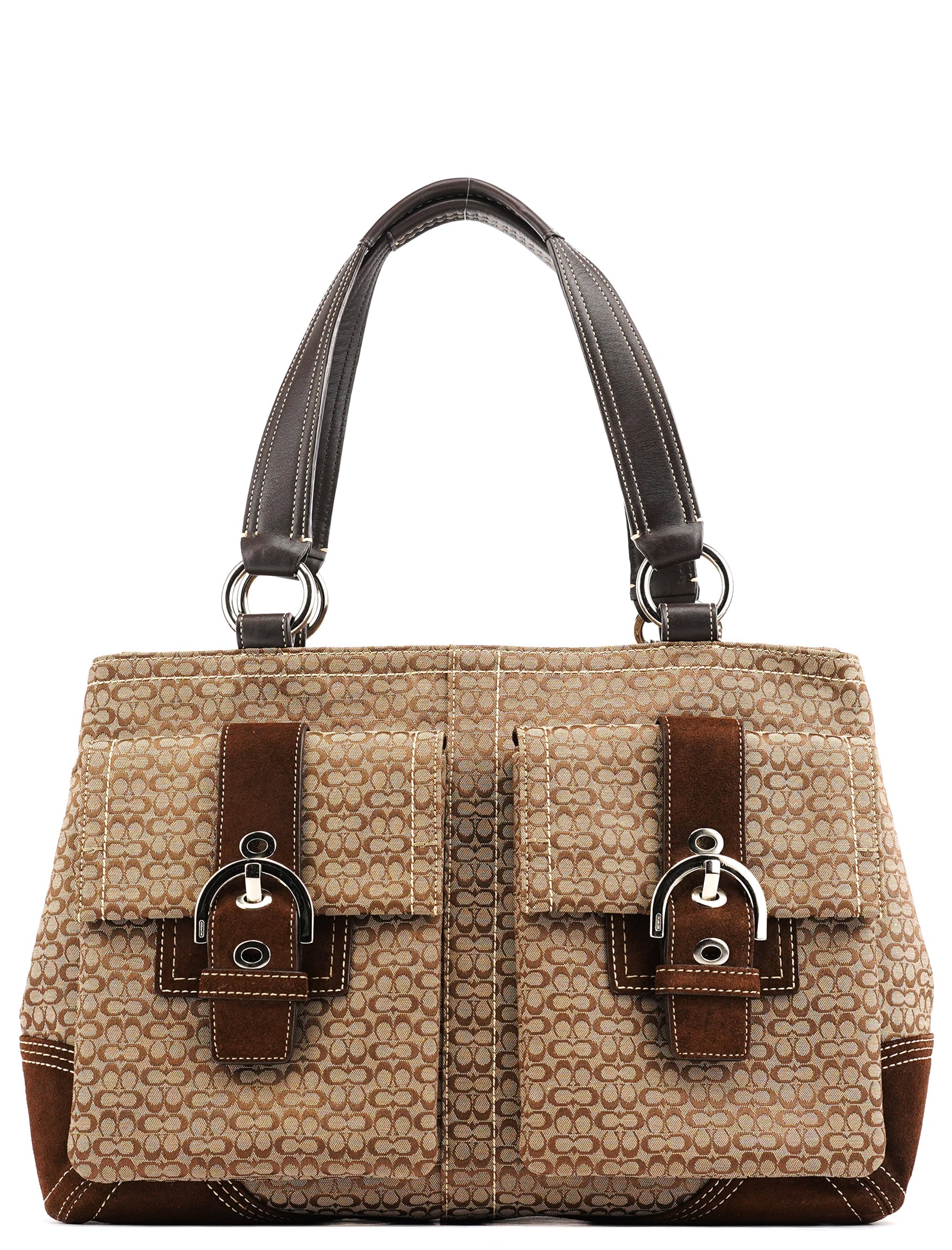 6427 Beige Brown Signature Soho Tote Bag
