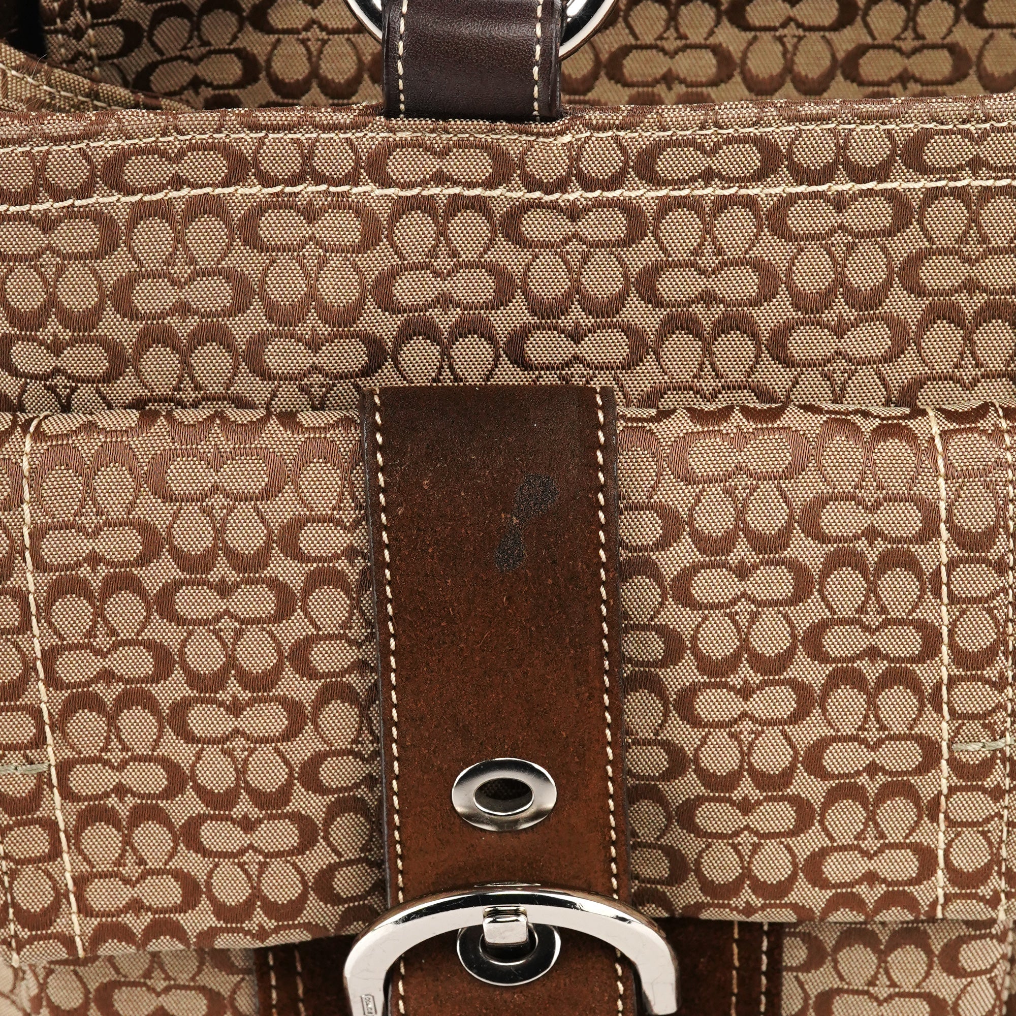 6427 Beige Brown Signature Soho Tote Bag