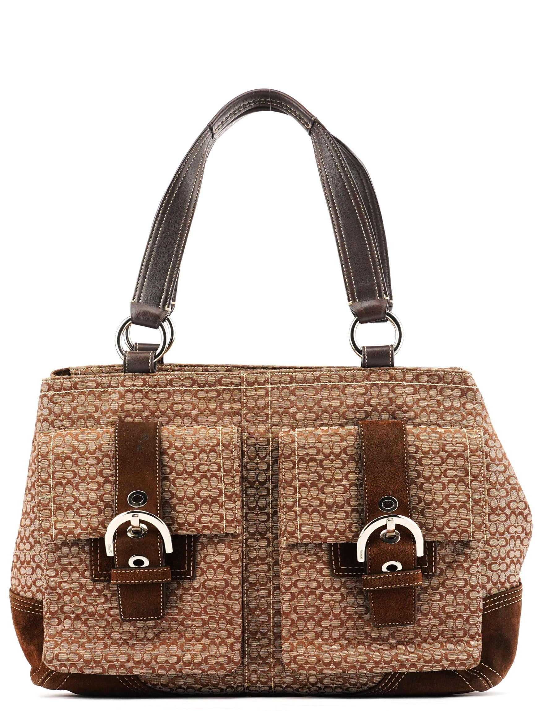 6427 Beige Brown Signature Soho Tote Bag