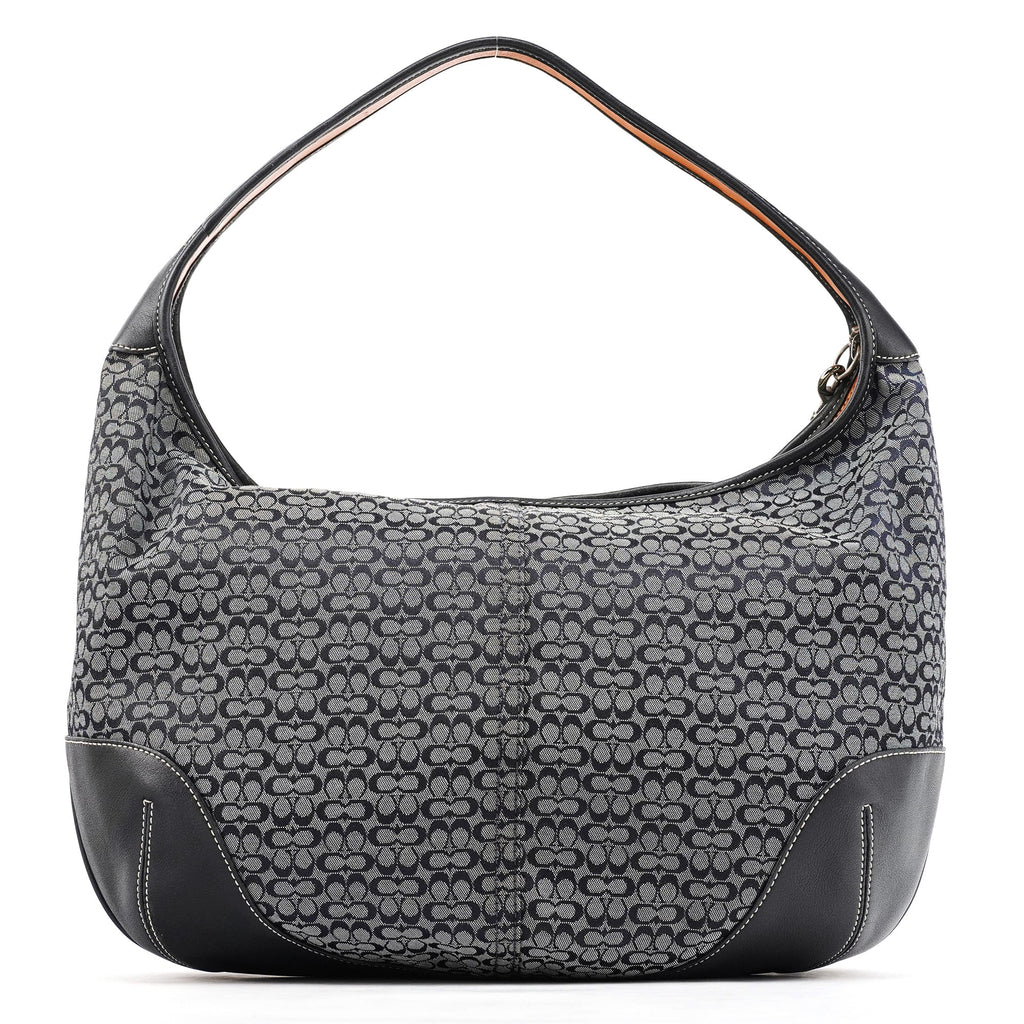 6618 Grey Black Signature Hobo Shoulder Bag