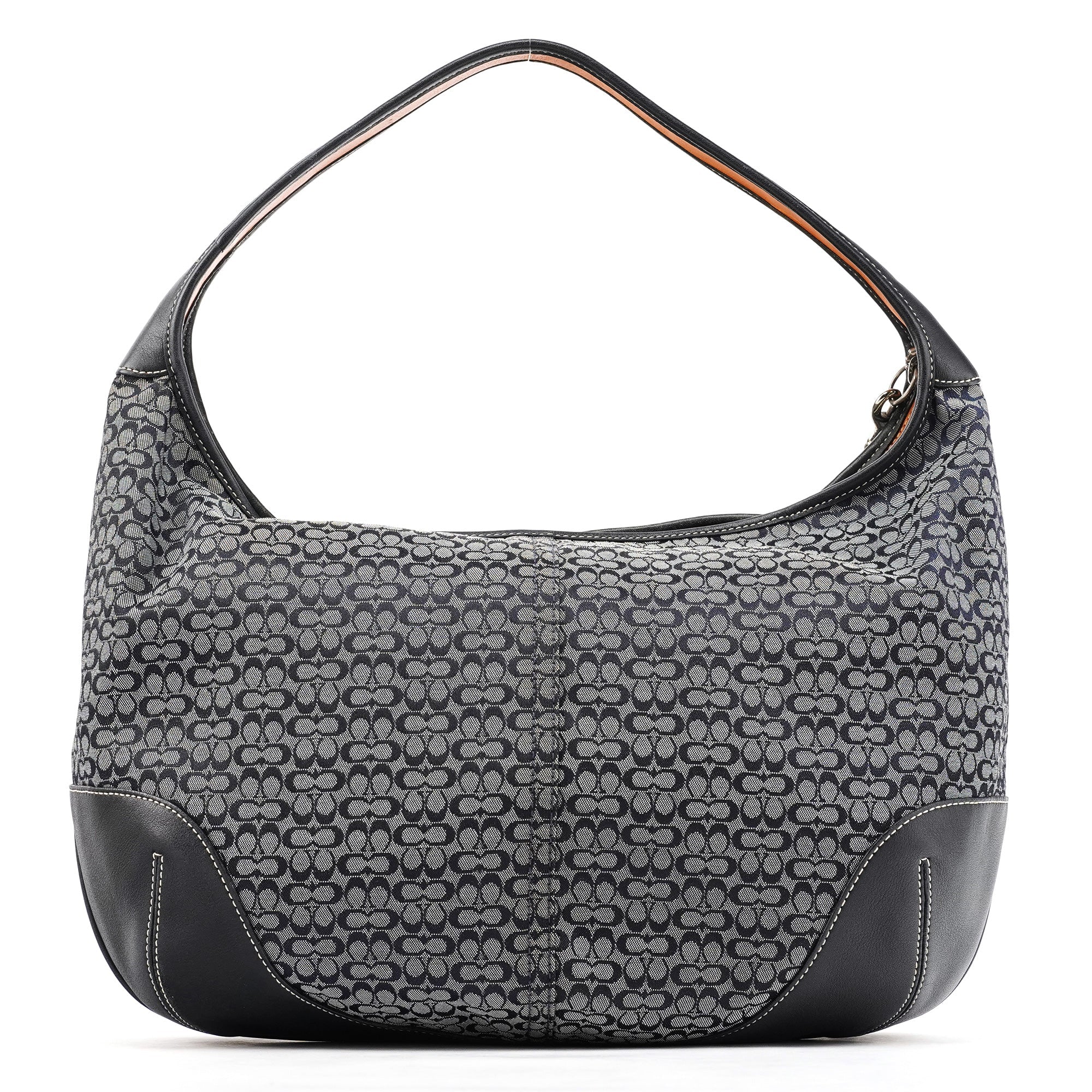 6618 Grey Black Signature Hobo Shoulder Bag