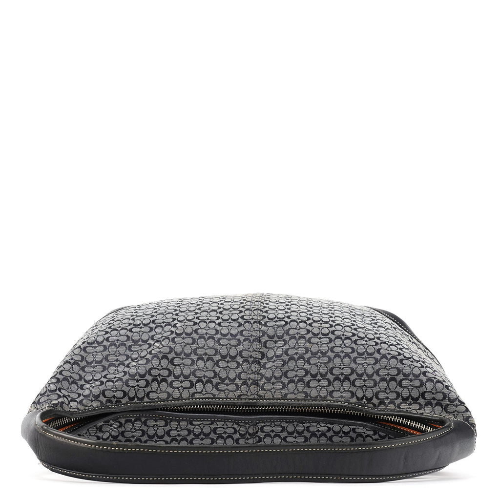6618 Grey Black Signature Hobo Shoulder Bag