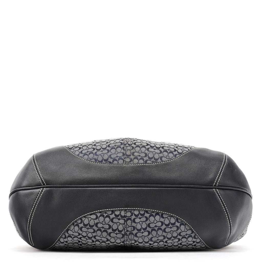 6618 Grey Black Signature Hobo Shoulder Bag