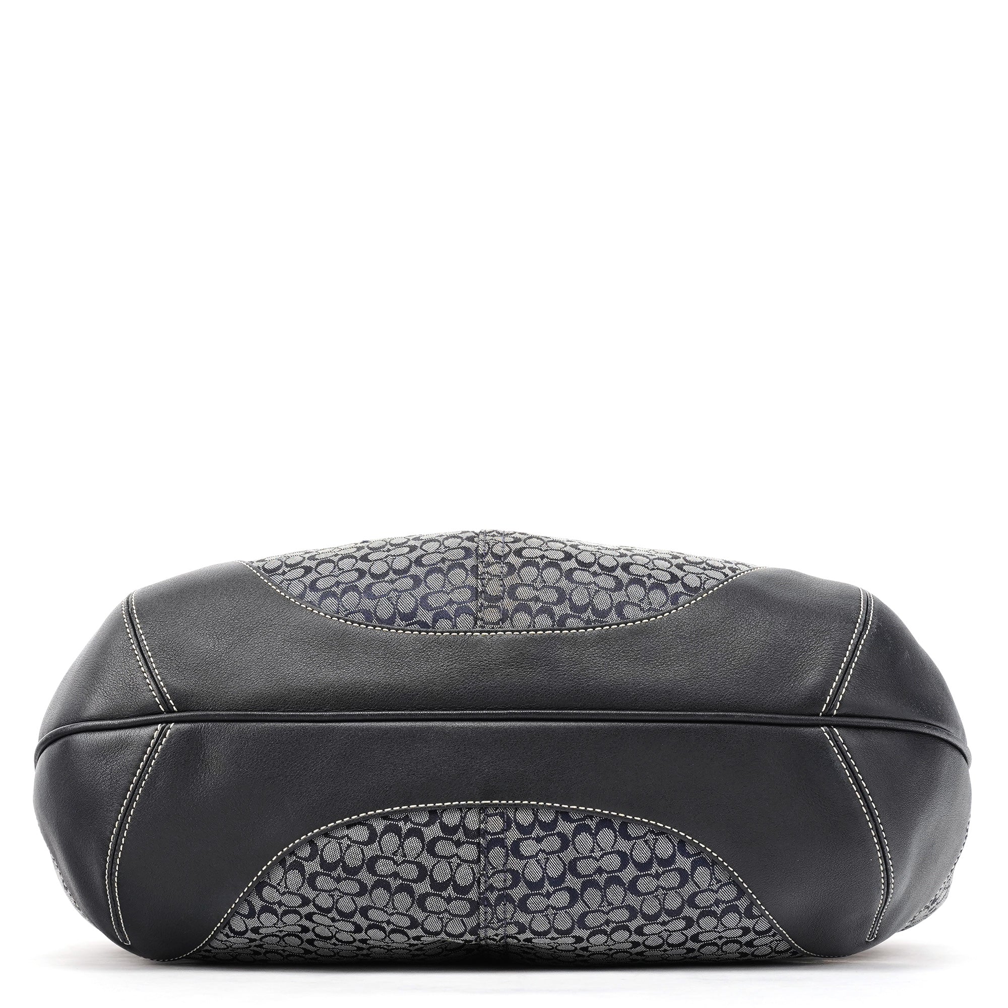 6618 Grey Black Signature Hobo Shoulder Bag