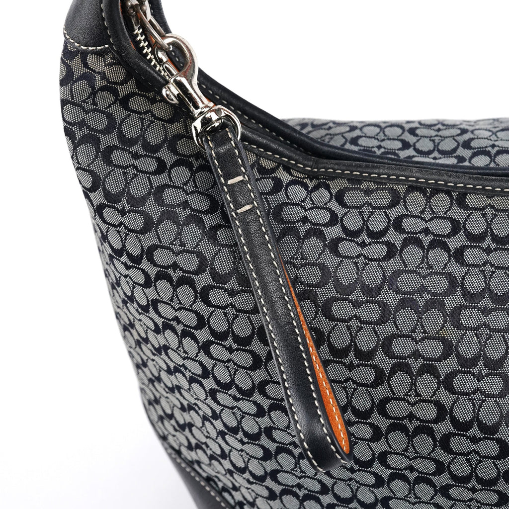 6618 Grey Black Signature Hobo Shoulder Bag