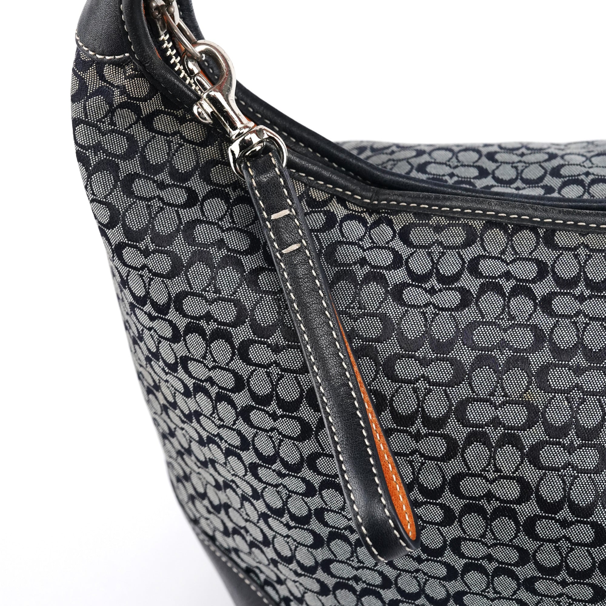 6618 Grey Black Signature Hobo Shoulder Bag