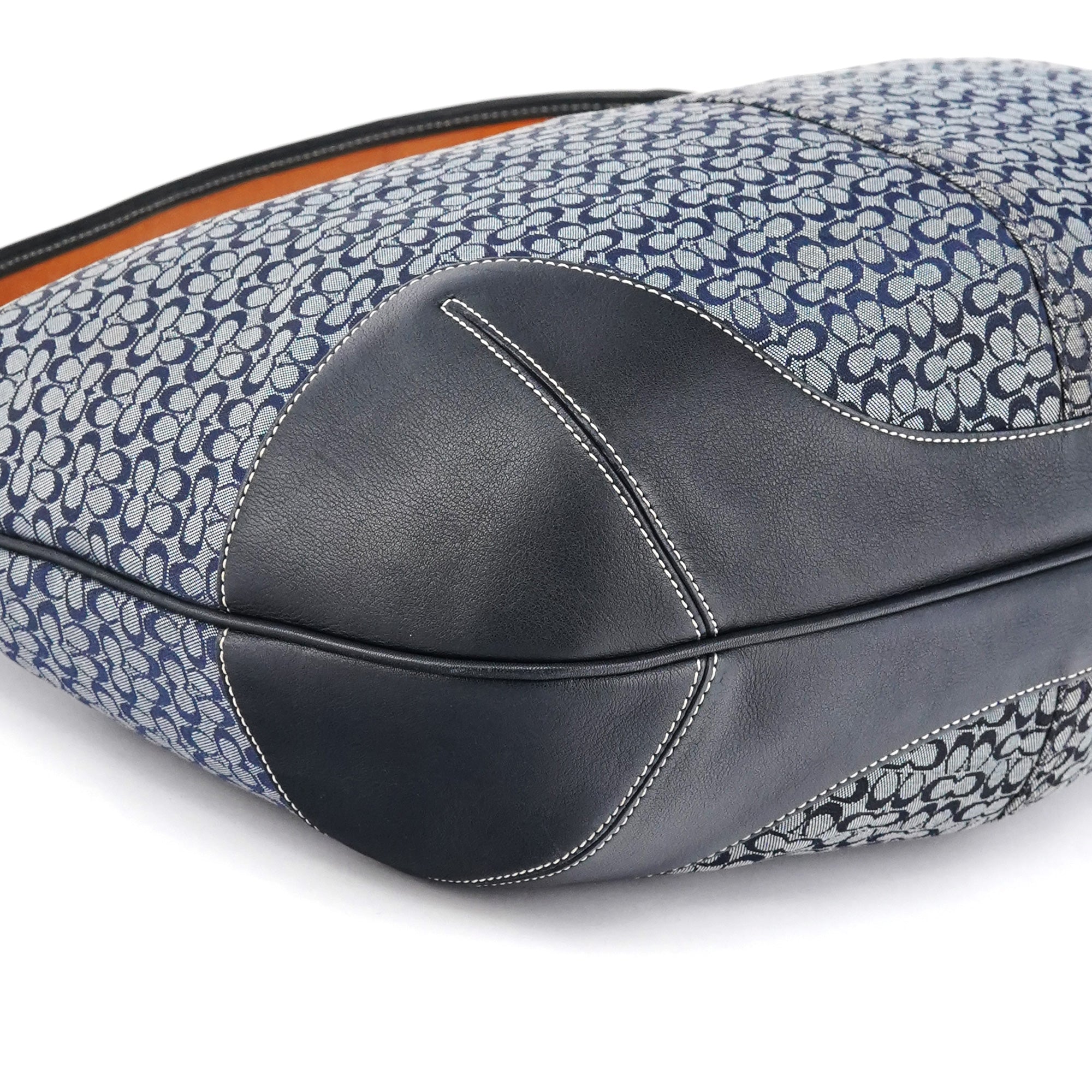 6618 Grey Black Signature Hobo Shoulder Bag