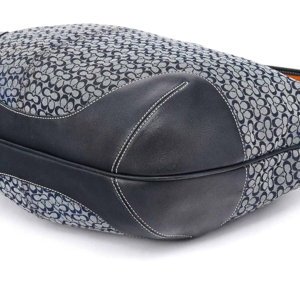 6618 Grey Black Signature Hobo Shoulder Bag