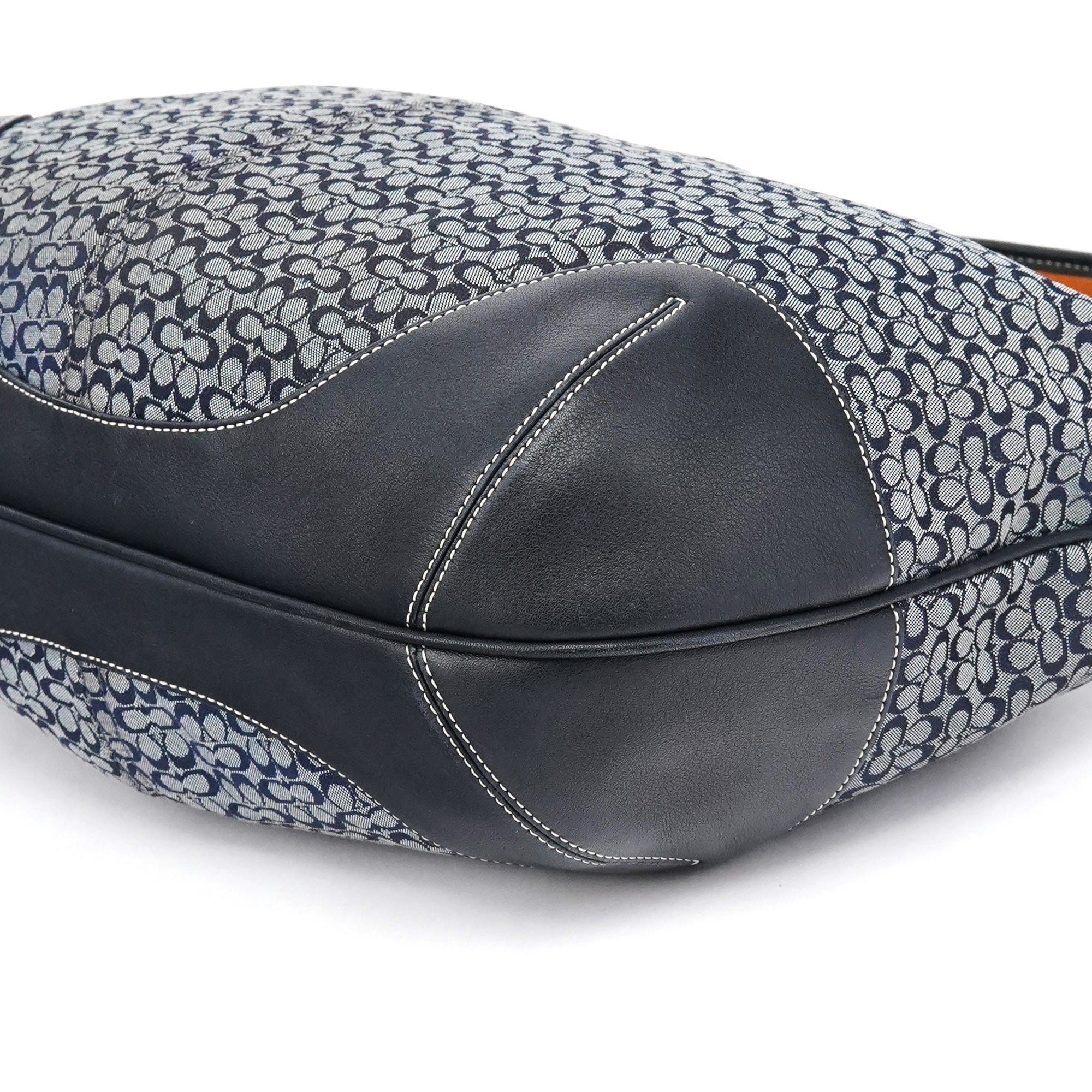 6618 Grey Black Signature Hobo Shoulder Bag