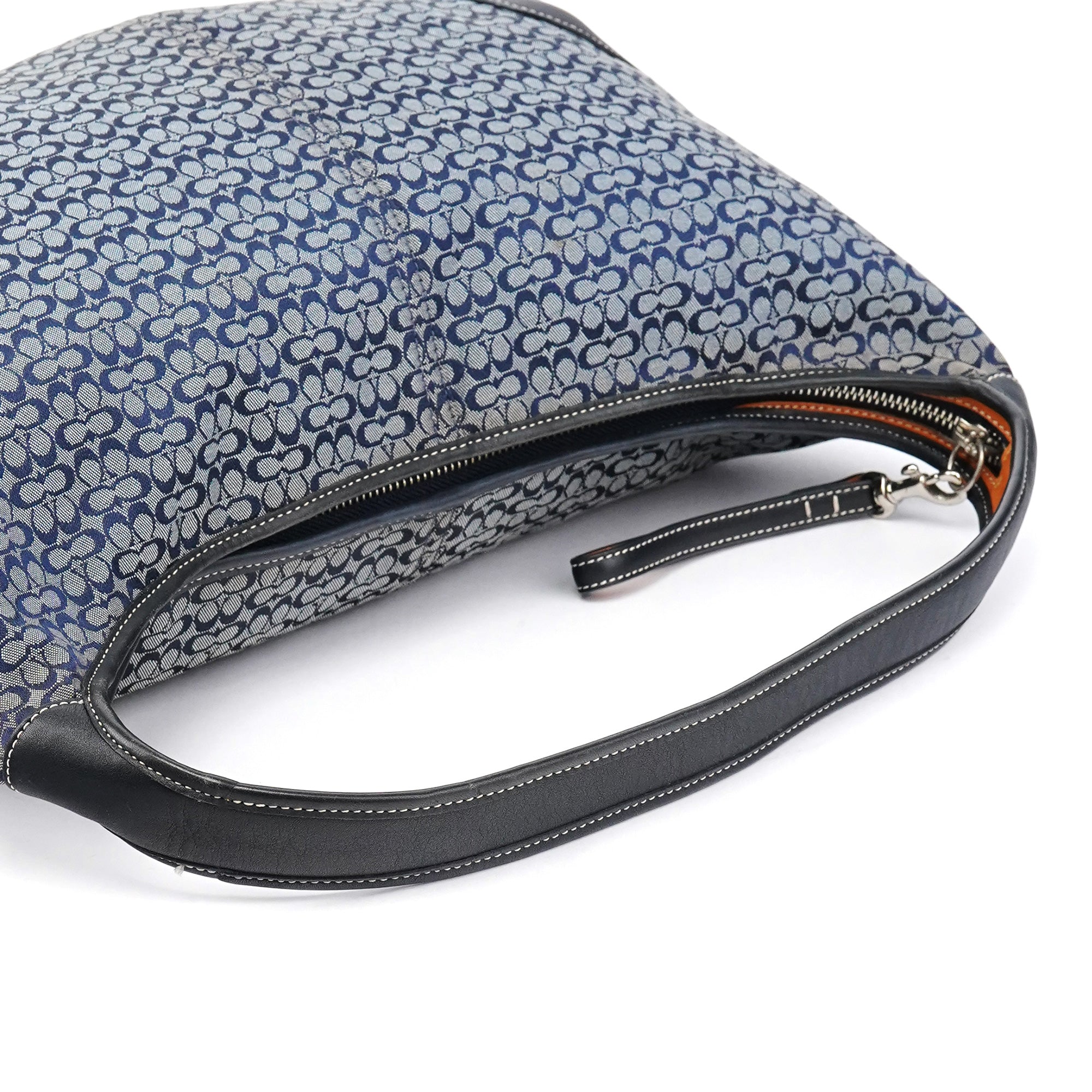 6618 Grey Black Signature Hobo Shoulder Bag