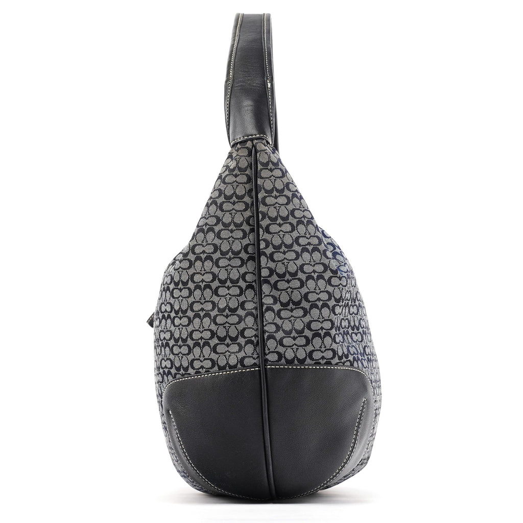 6618 Grey Black Signature Hobo Shoulder Bag