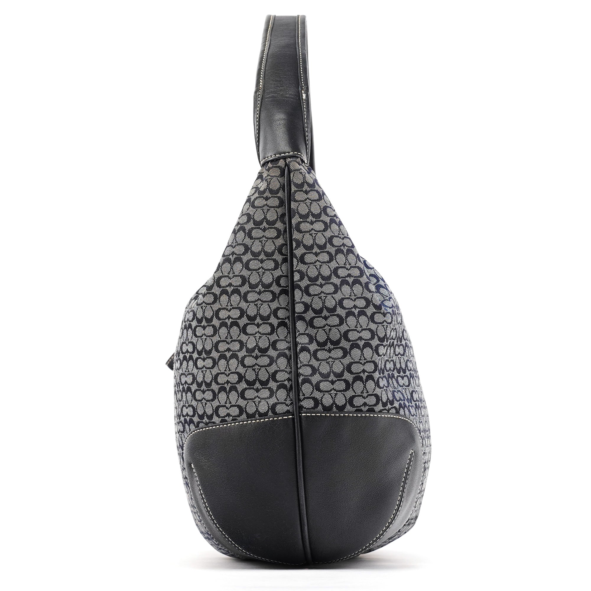 6618 Grey Black Signature Hobo Shoulder Bag