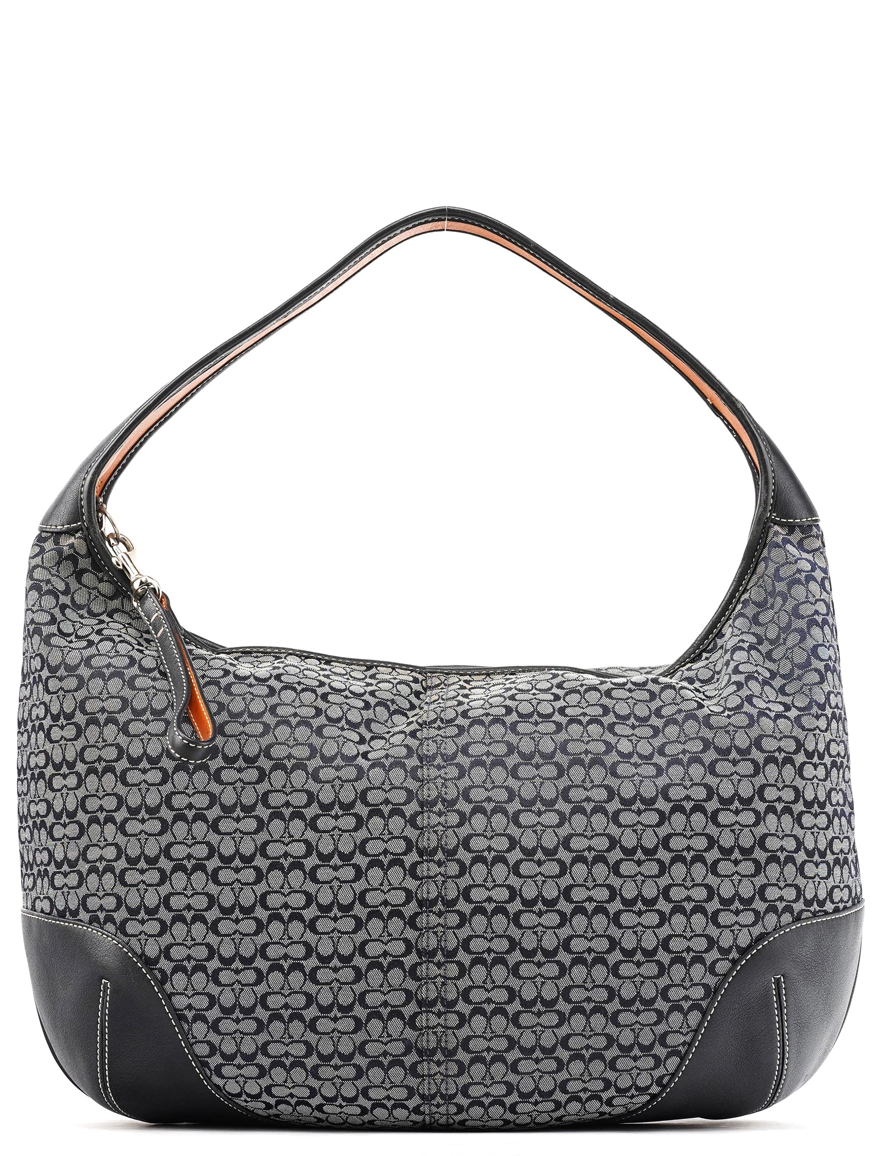 6618 Grey Black Signature Hobo Shoulder Bag