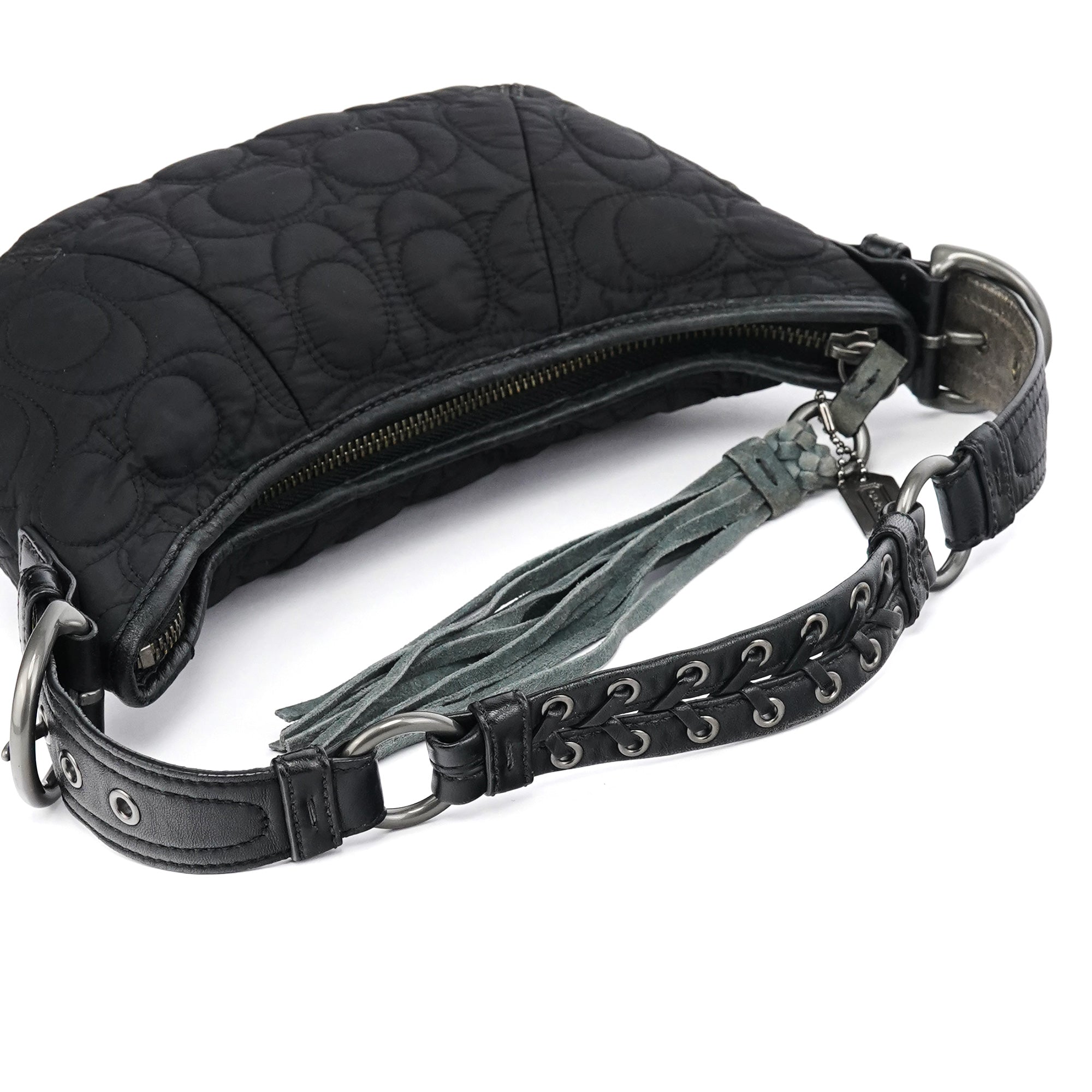 6791 Black Quilted Nylon Soho Shoulder Bag