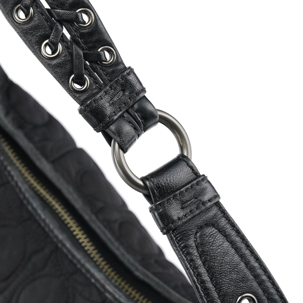 6791 Black Quilted Nylon Soho Shoulder Bag