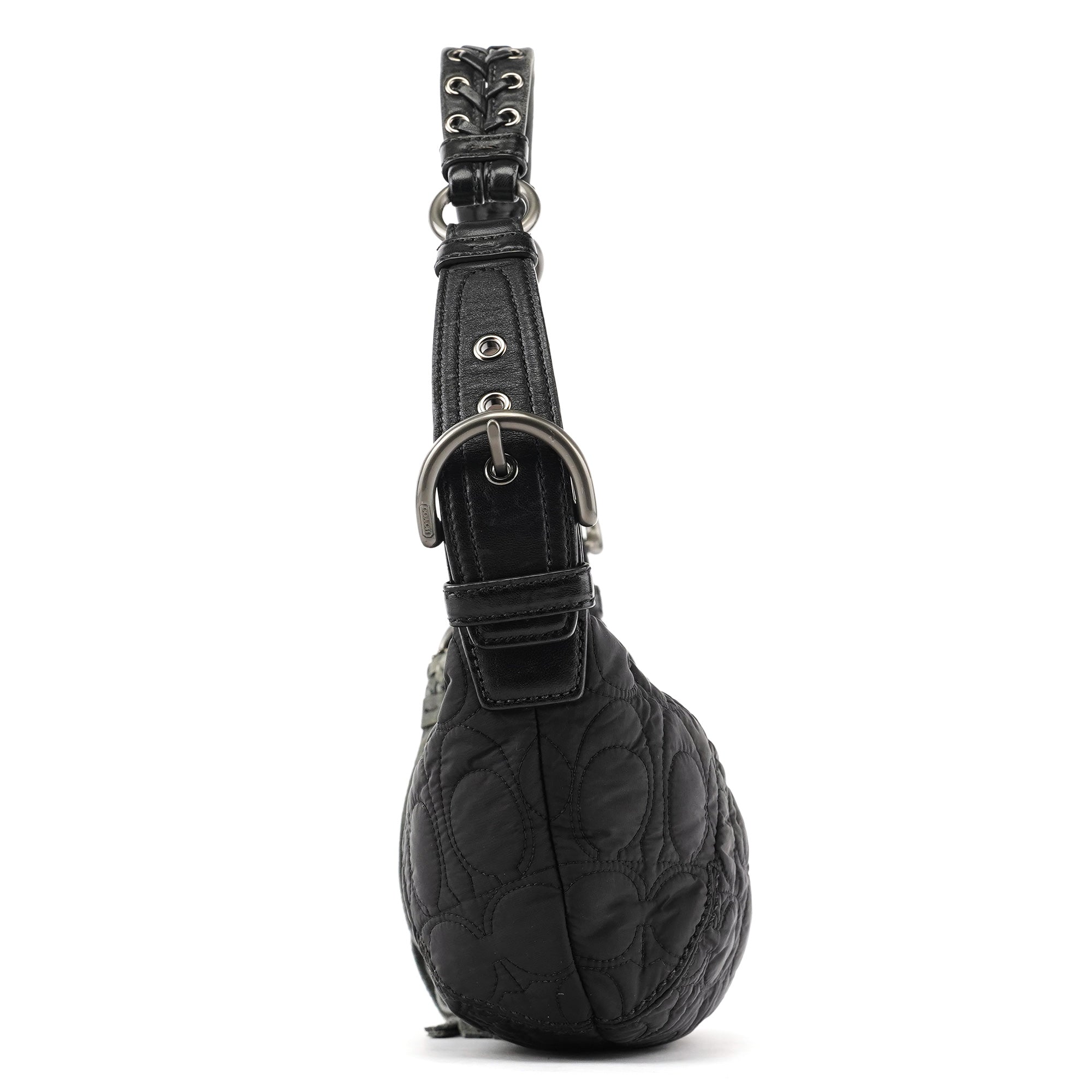6791 Black Quilted Nylon Soho Shoulder Bag