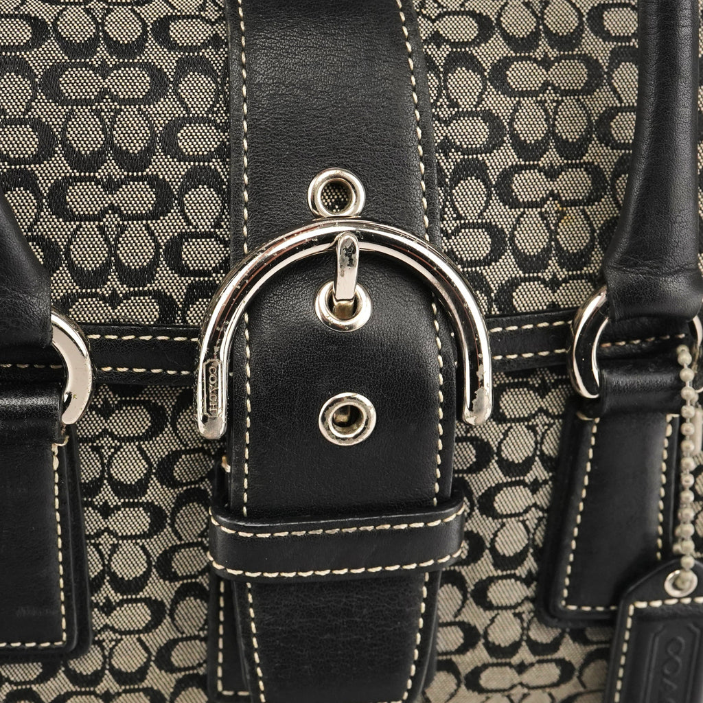 6819 Grey Black Signature Soho Boston Bag