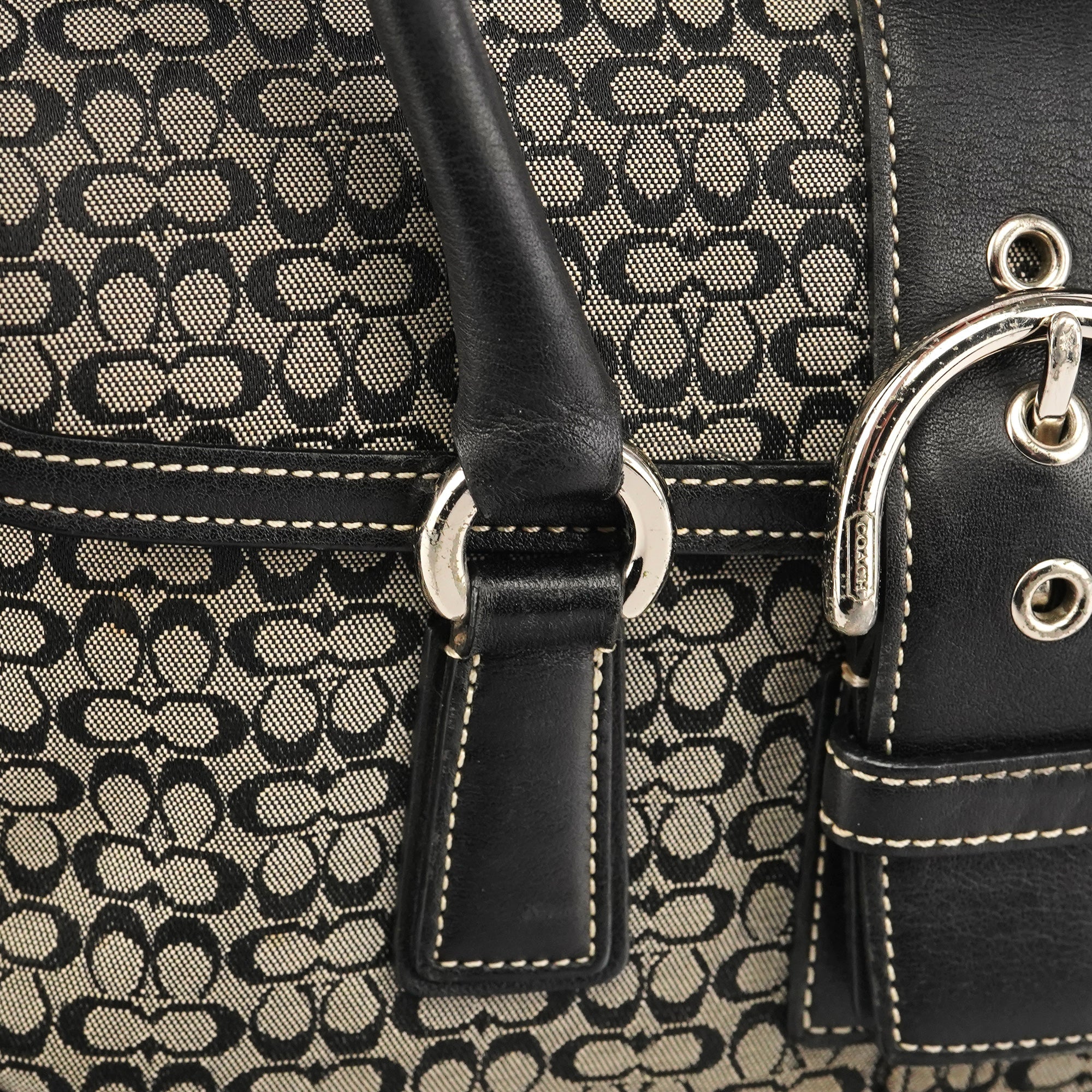 6819 Grey Black Signature Soho Boston Bag