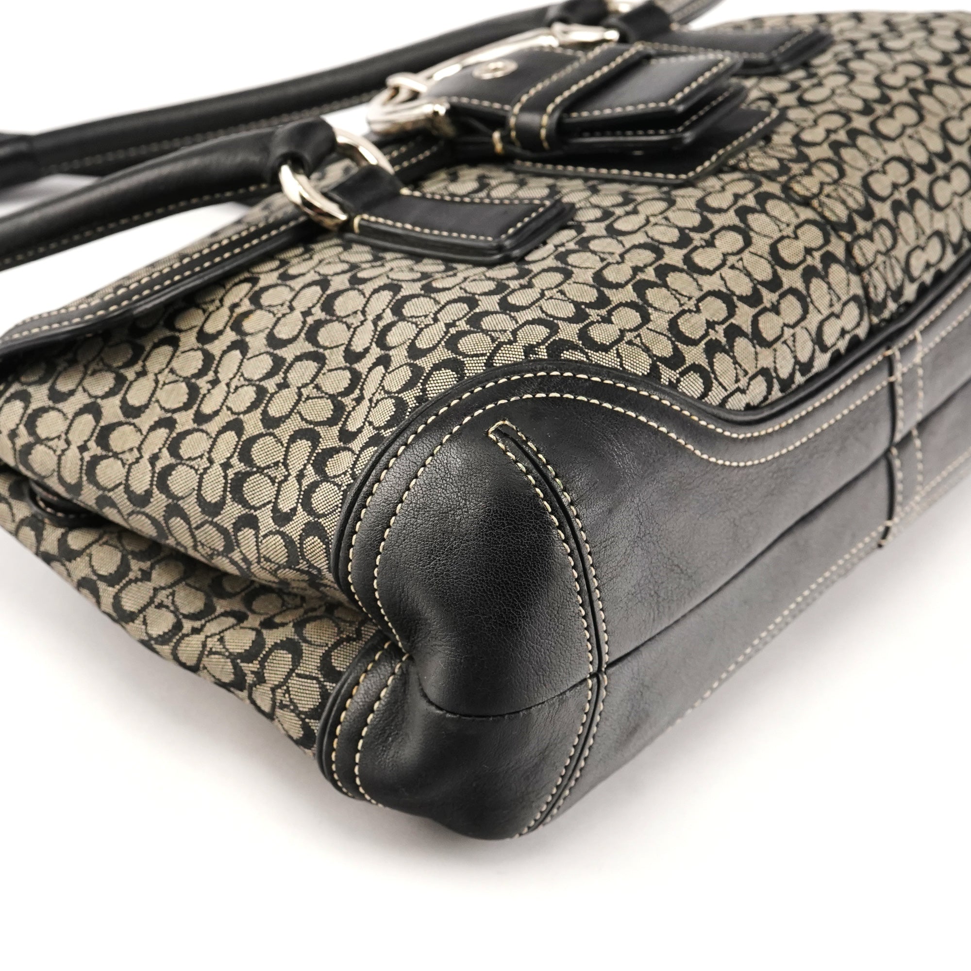 6819 Grey Black Signature Soho Boston Bag