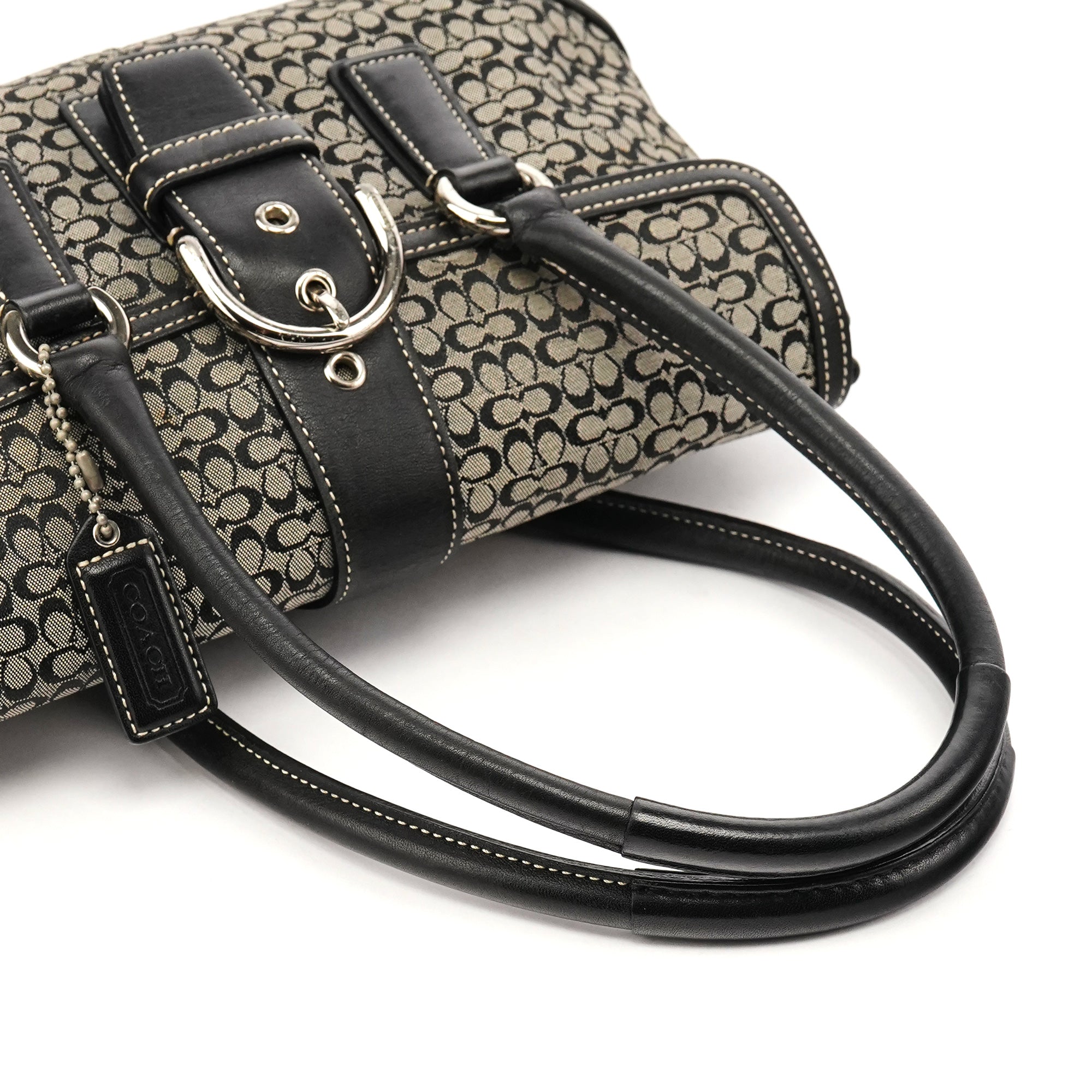 6819 Grey Black Signature Soho Boston Bag