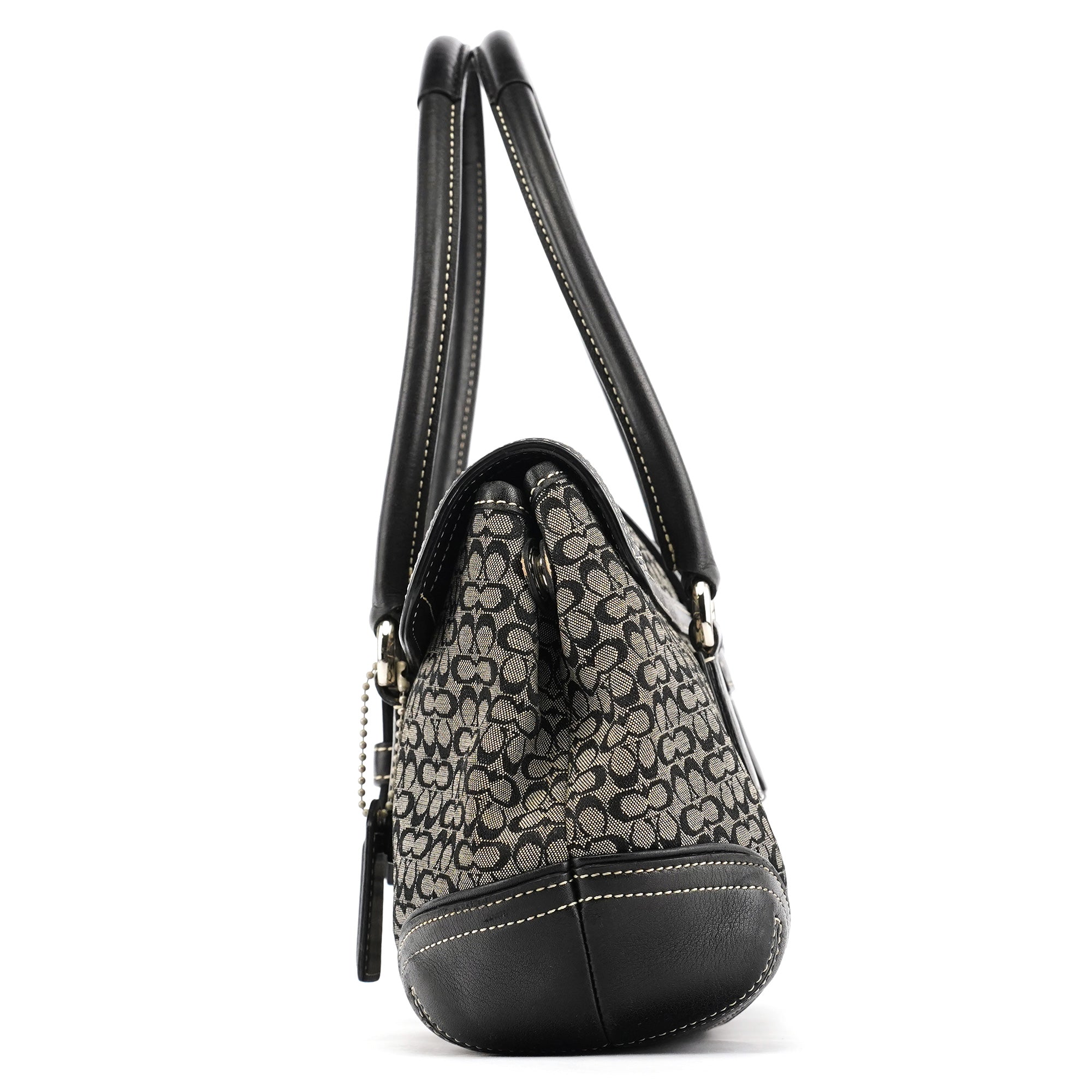 6819 Grey Black Signature Soho Boston Bag