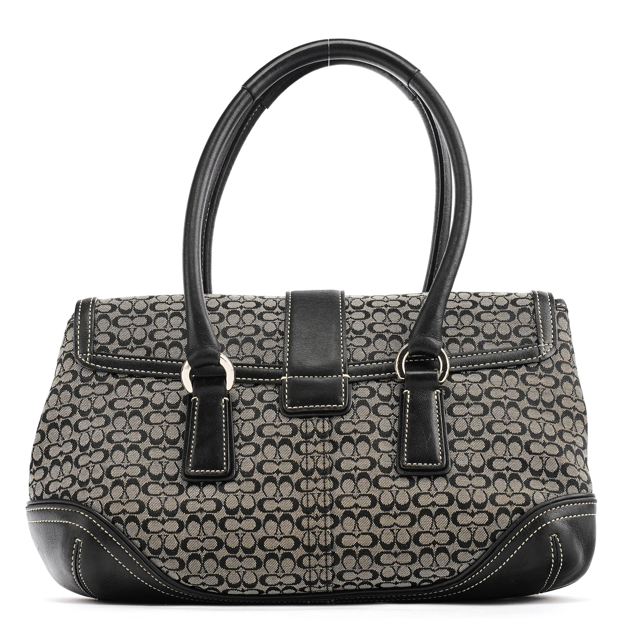 6819 Grey Black Signature Soho Boston Bag