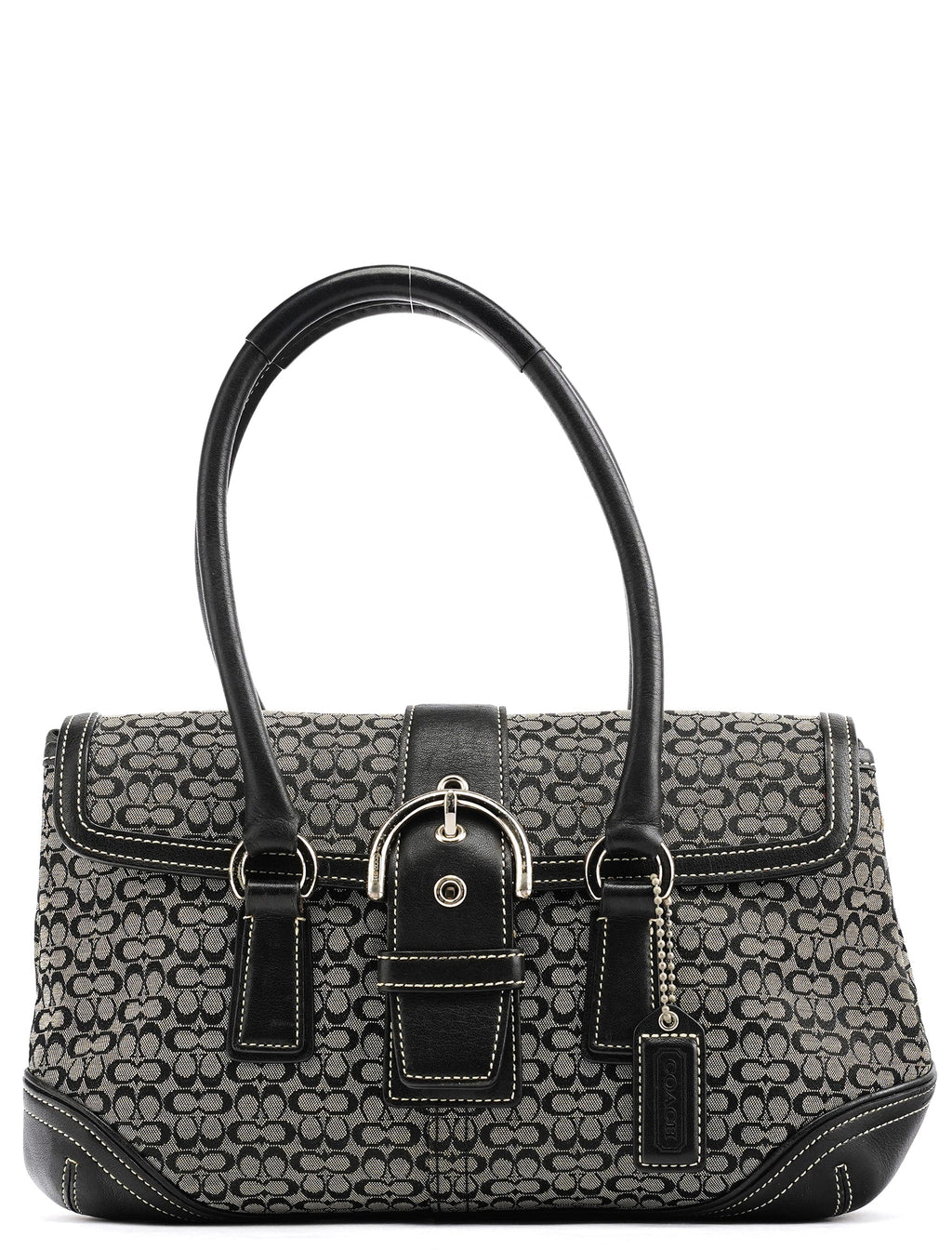 6819 Grey Black Signature Soho Boston Bag