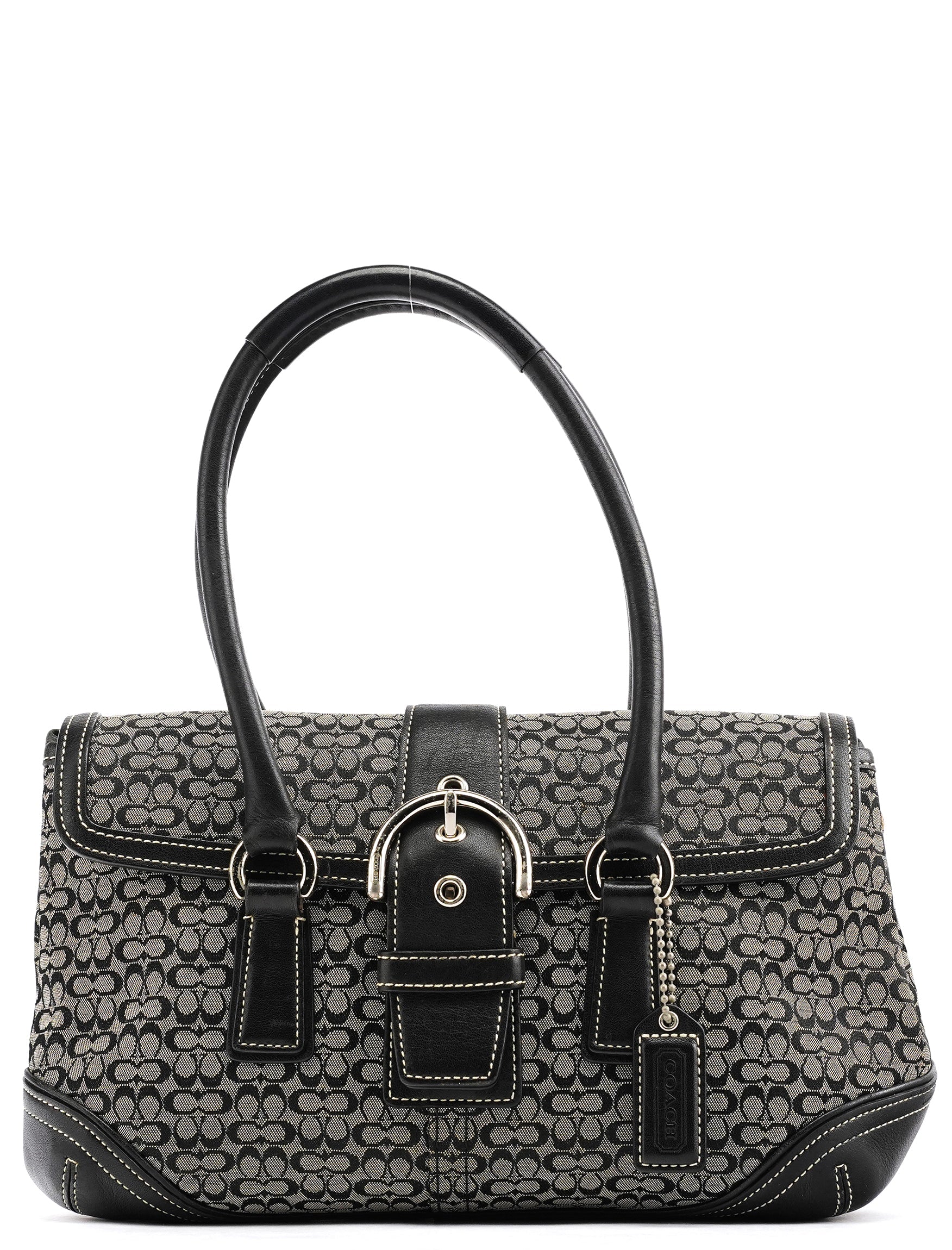 6819 Grey Black Signature Soho Boston Bag