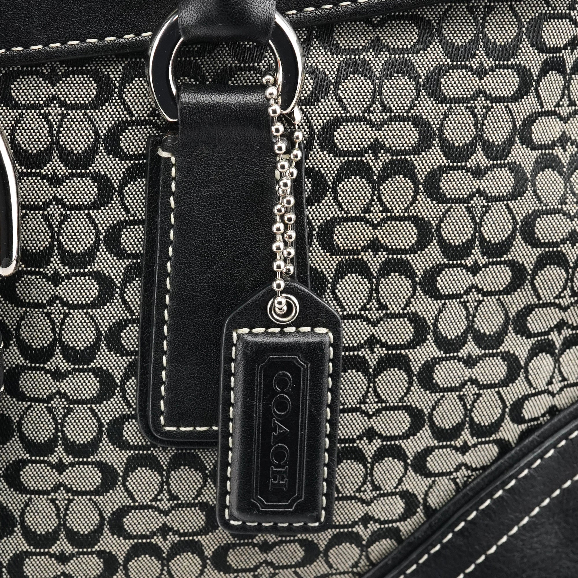 6821 Beige Black Signature Soho Tote Bag