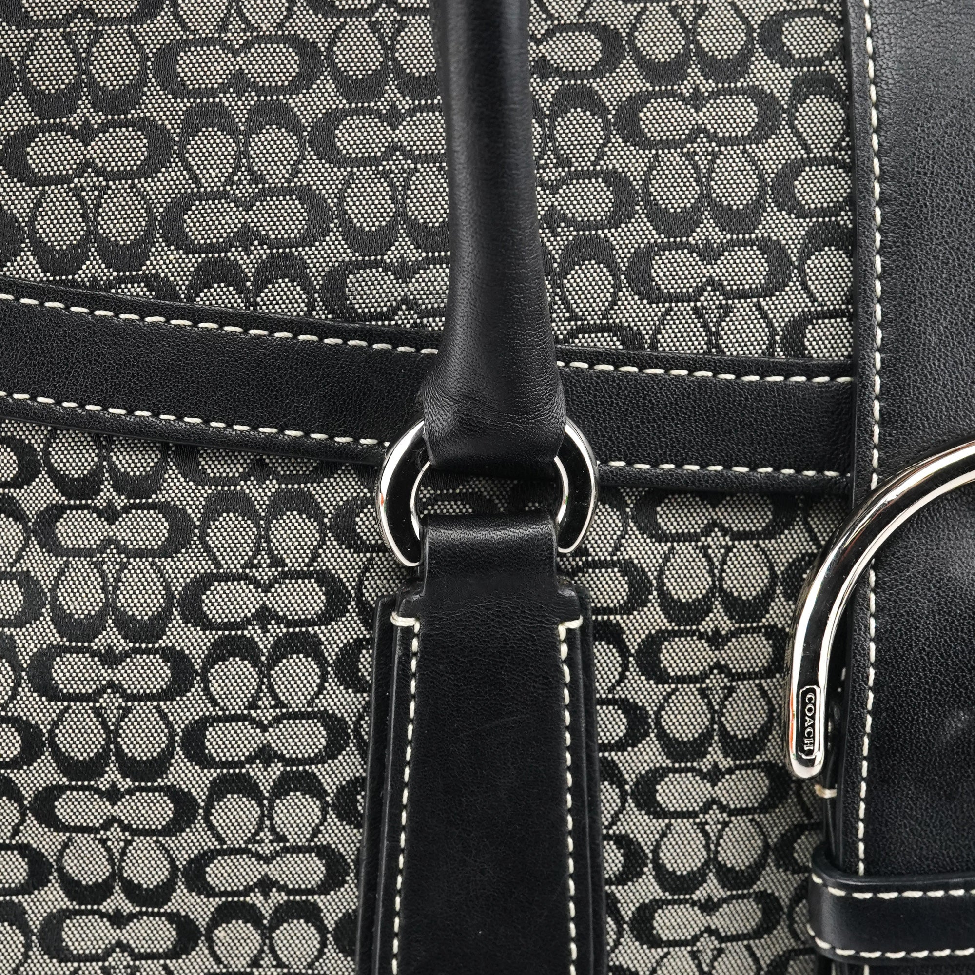 6821 Beige Black Signature Soho Tote Bag
