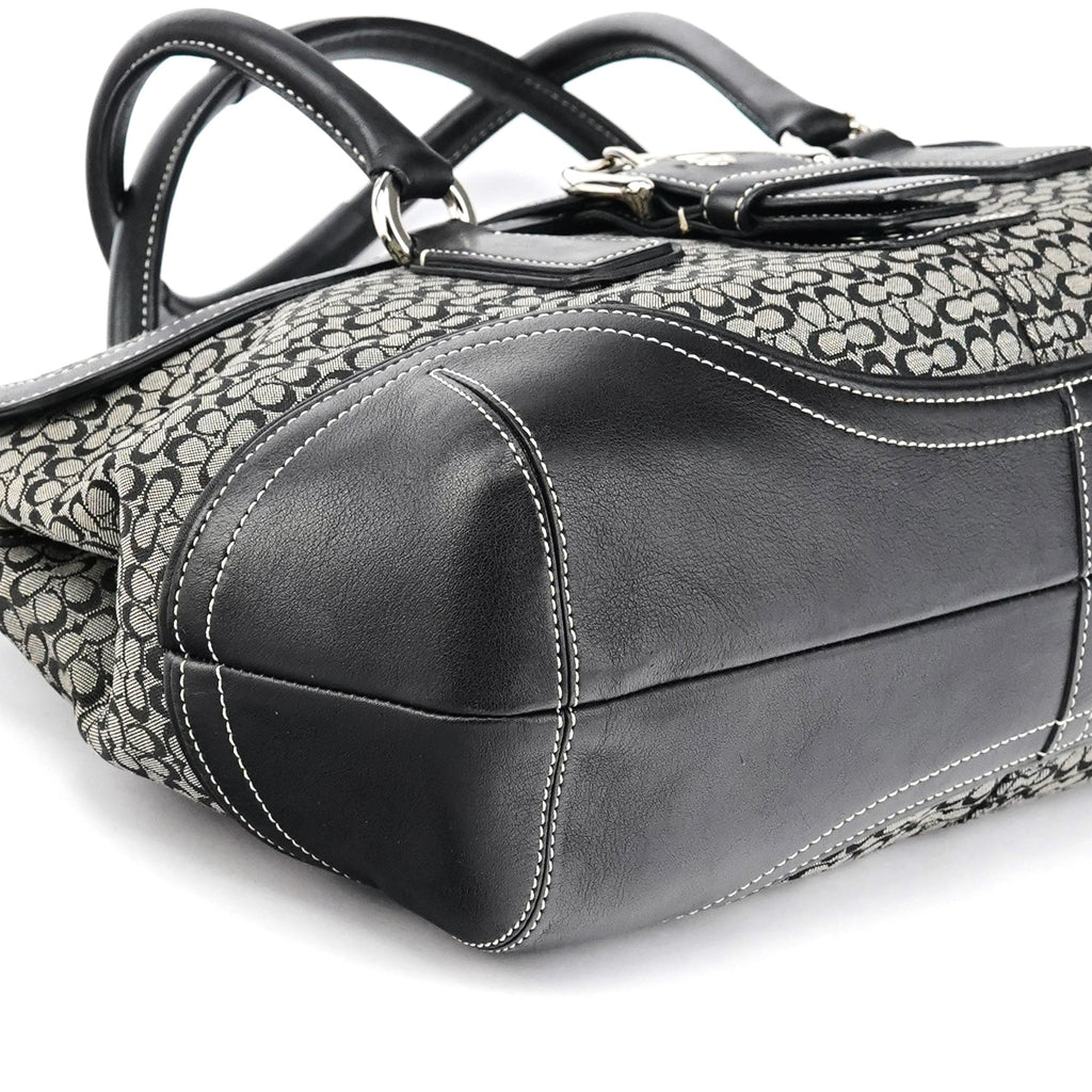 6821 Beige Black Signature Soho Tote Bag