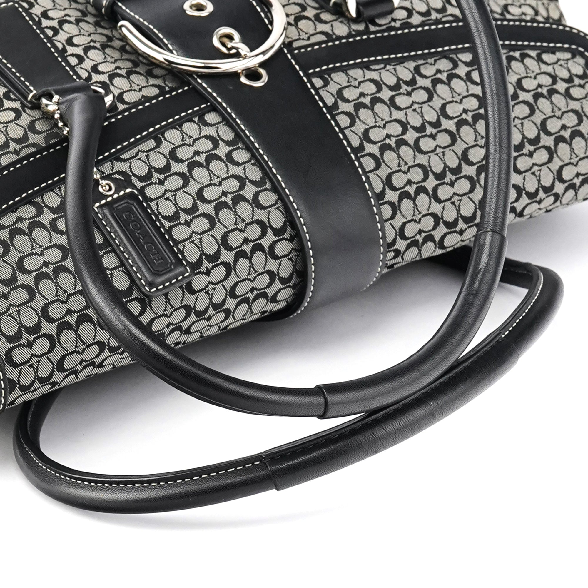 6821 Beige Black Signature Soho Tote Bag