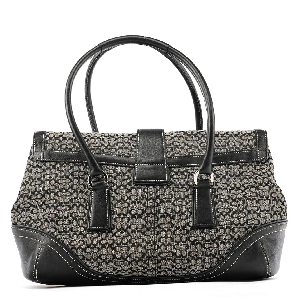 6821 Beige Black Signature Soho Tote Bag