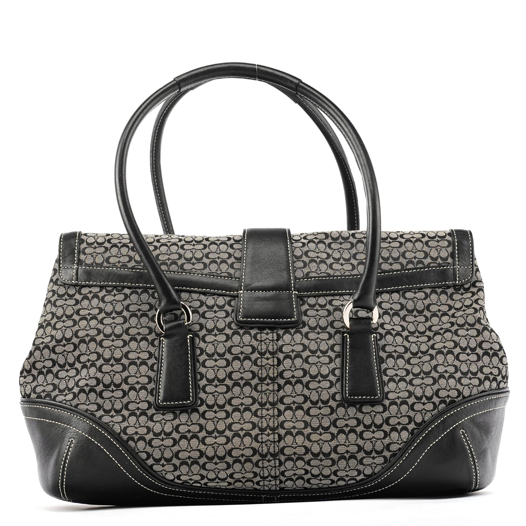 6821 Beige Black Signature Soho Tote Bag