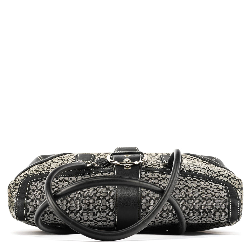 6821 Beige Black Signature Soho Tote Bag