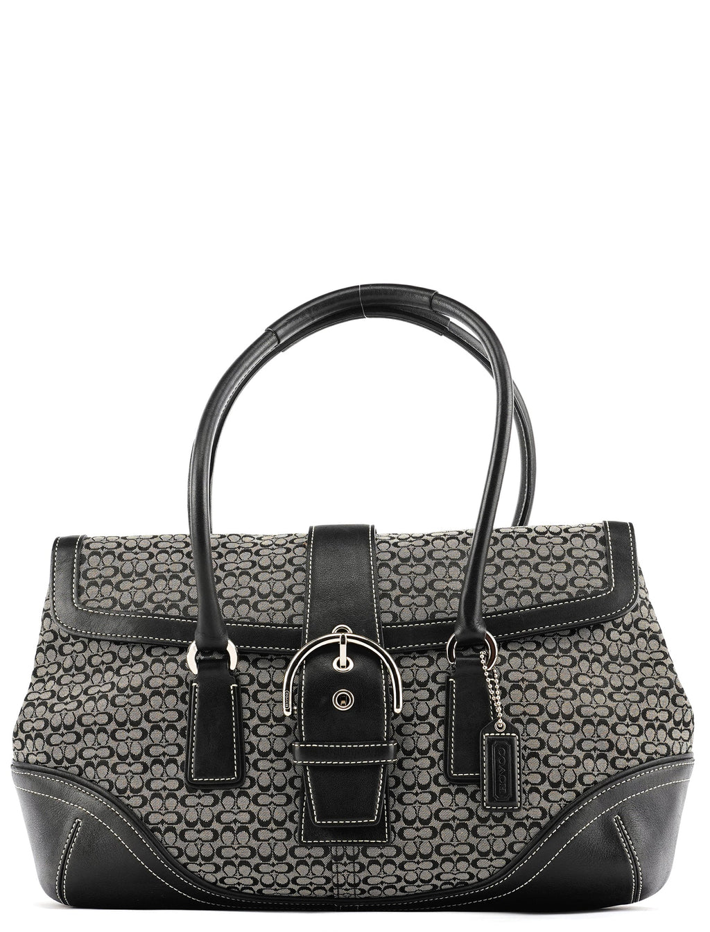 6821 Beige Black Signature Soho Tote Bag