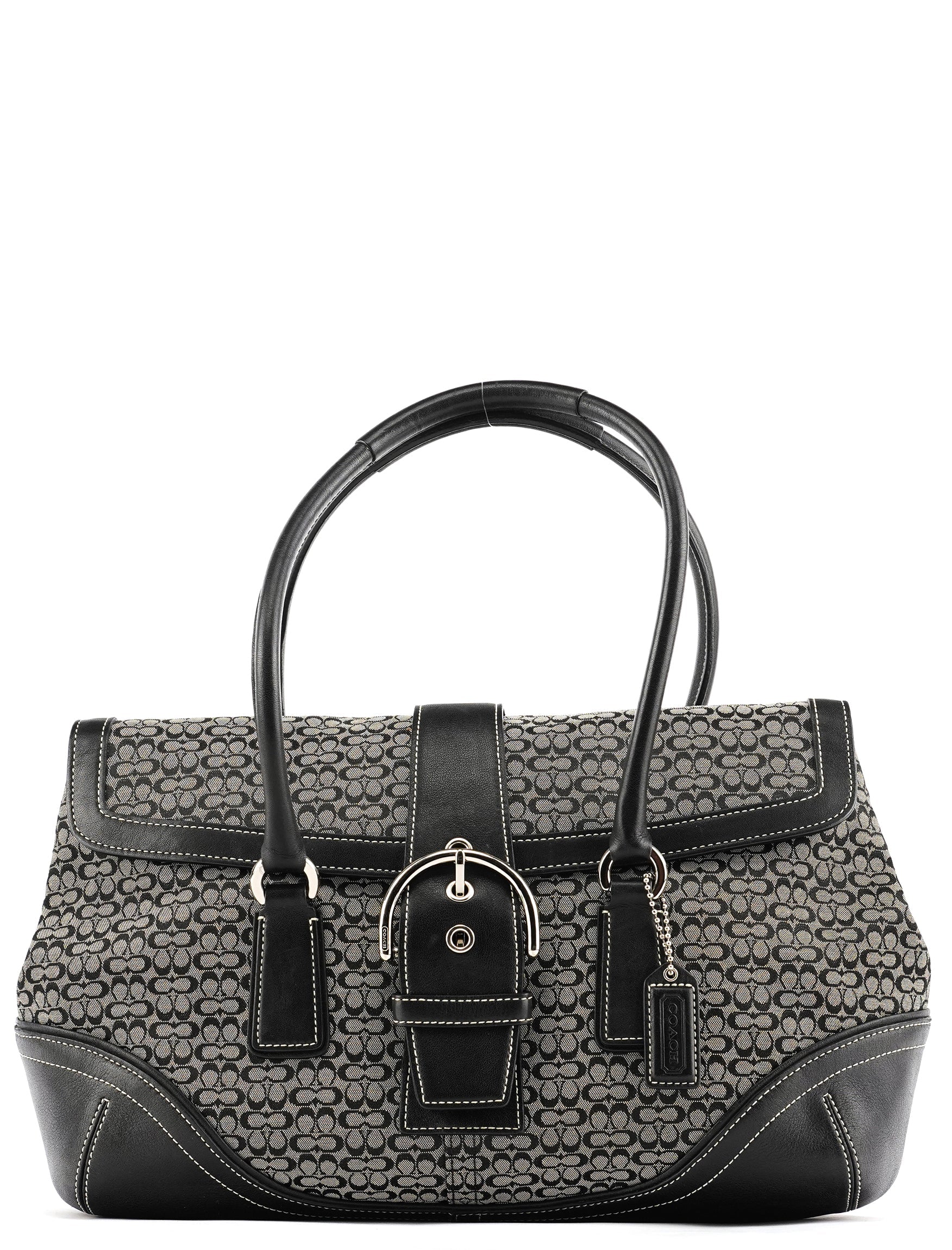6821 Beige Black Signature Soho Tote Bag