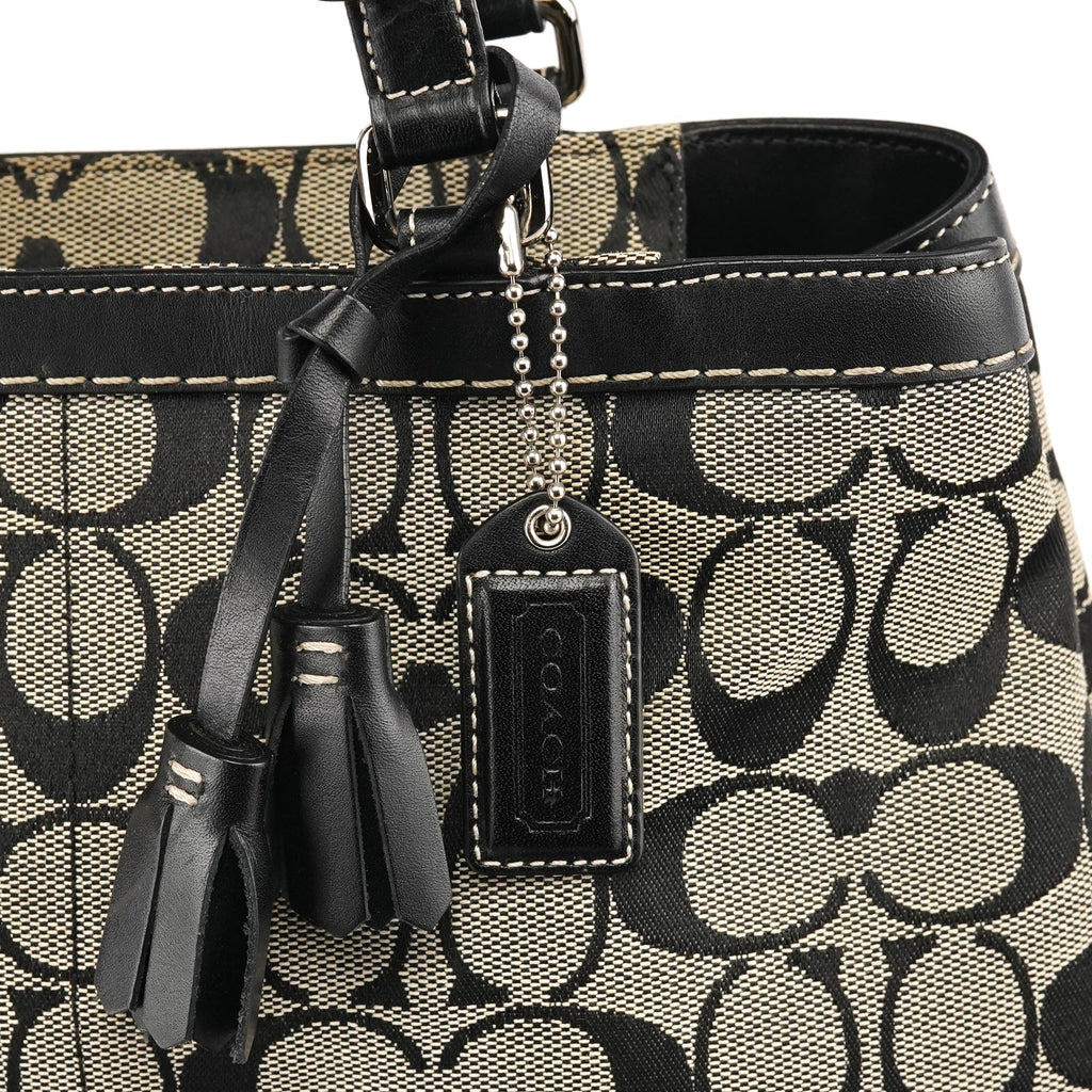 6830 Grey Black Signature Canvas Tote Bag