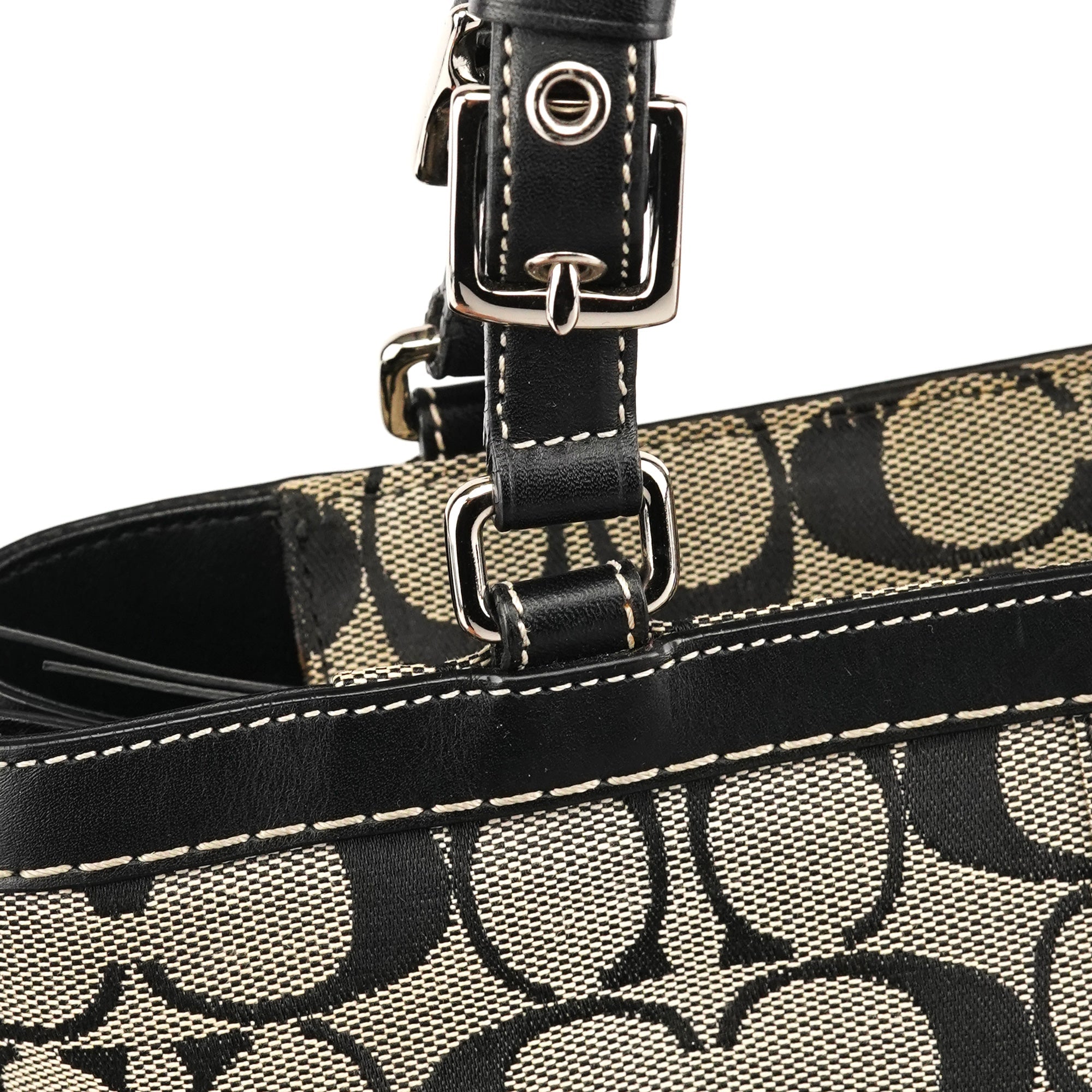 6830 Grey Black Signature Canvas Tote Bag