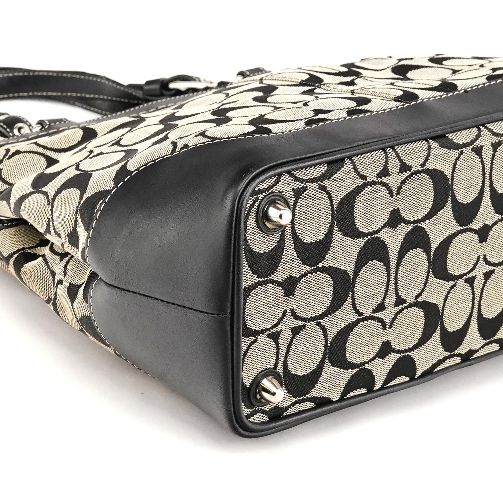 6830 Grey Black Signature Canvas Tote Bag