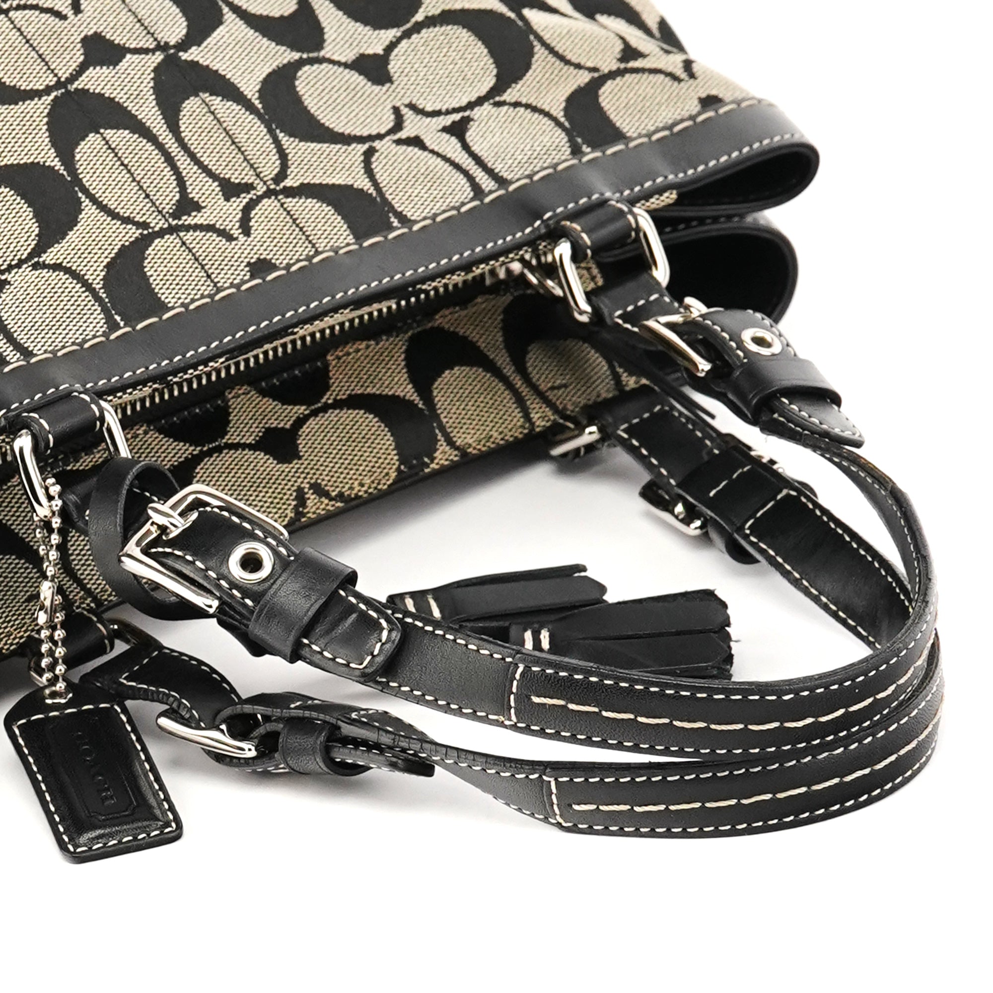 6830 Grey Black Signature Canvas Tote Bag